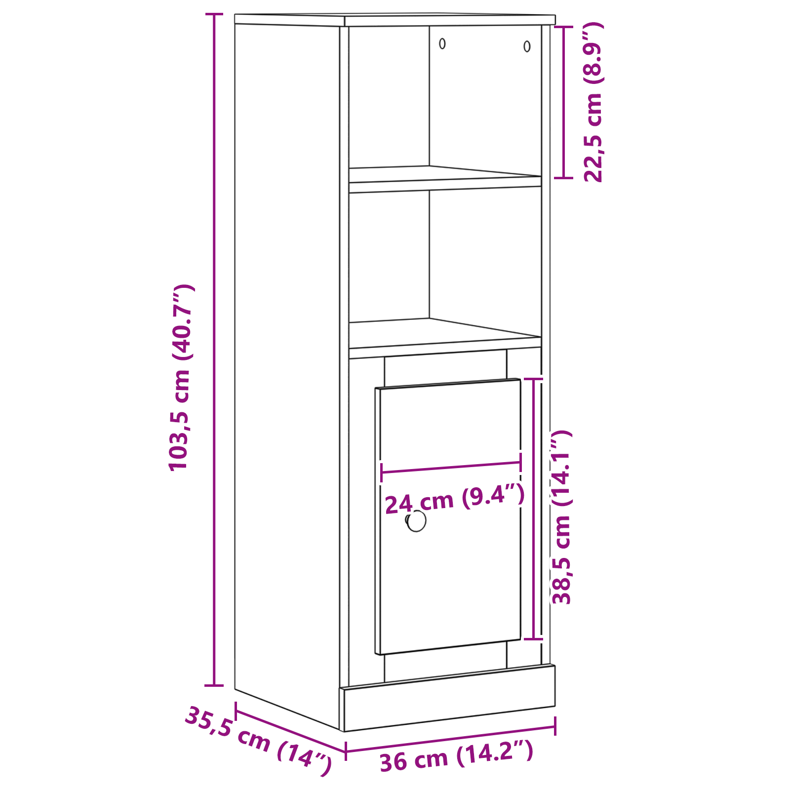 Highboard Black Oak 36x35.5x103.5 cm Engineered Wood - Image 11