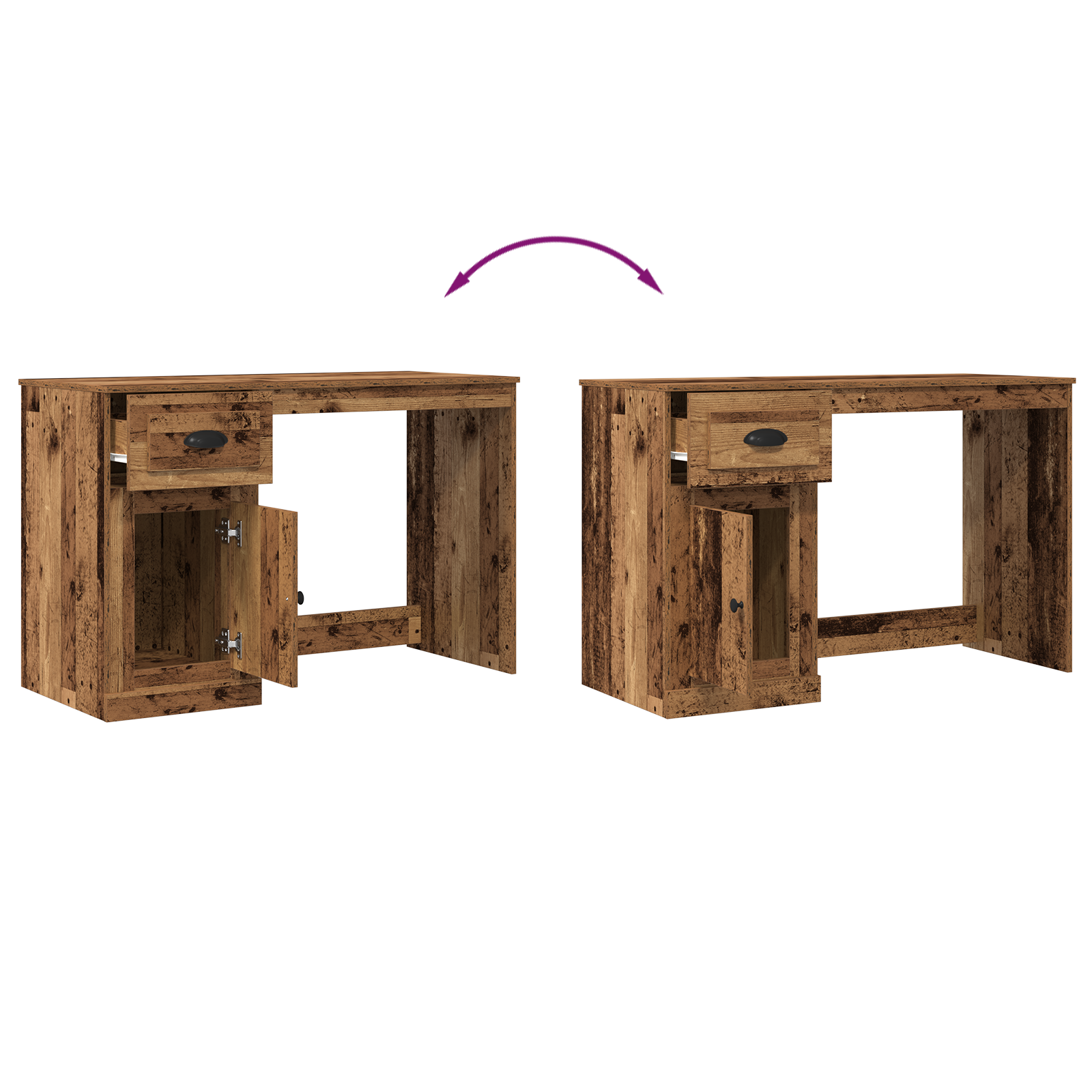 Desk with Storage Old Wood 50x115x75 cm Engineered Wood - Image 11