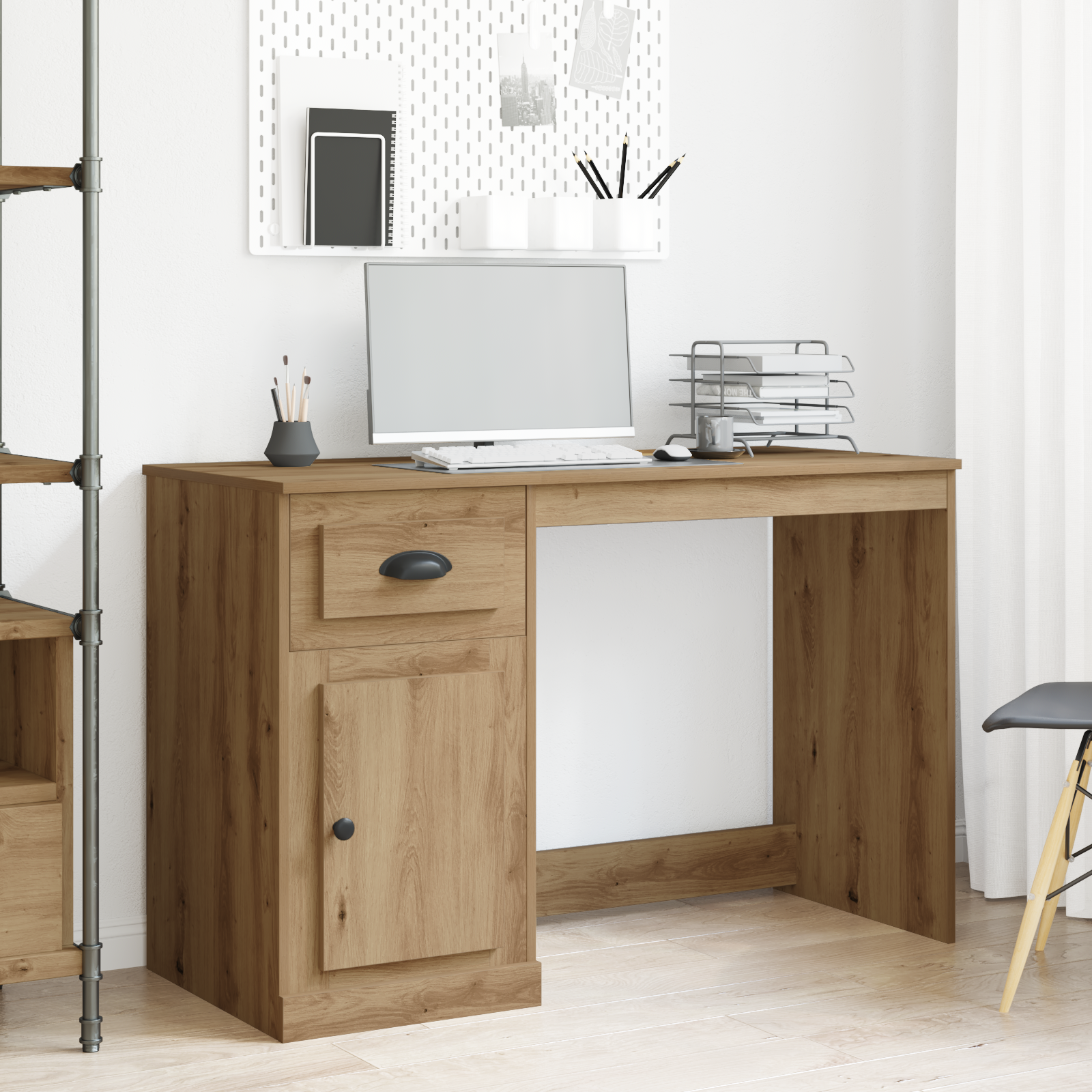 Desk with Storage Artisan Oak 50x115x75 cm Engineered Wood
