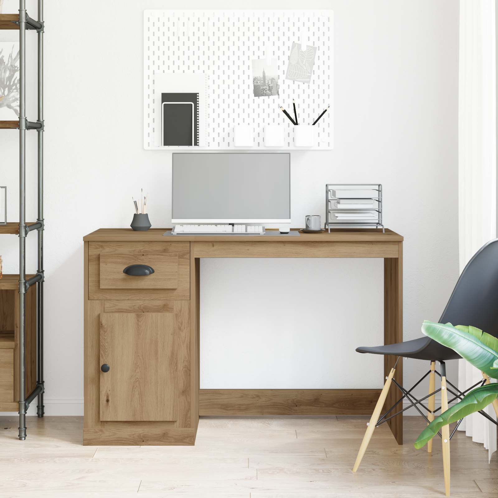 Desk with Storage Artisan Oak 50x115x75 cm Engineered Wood - Image 4