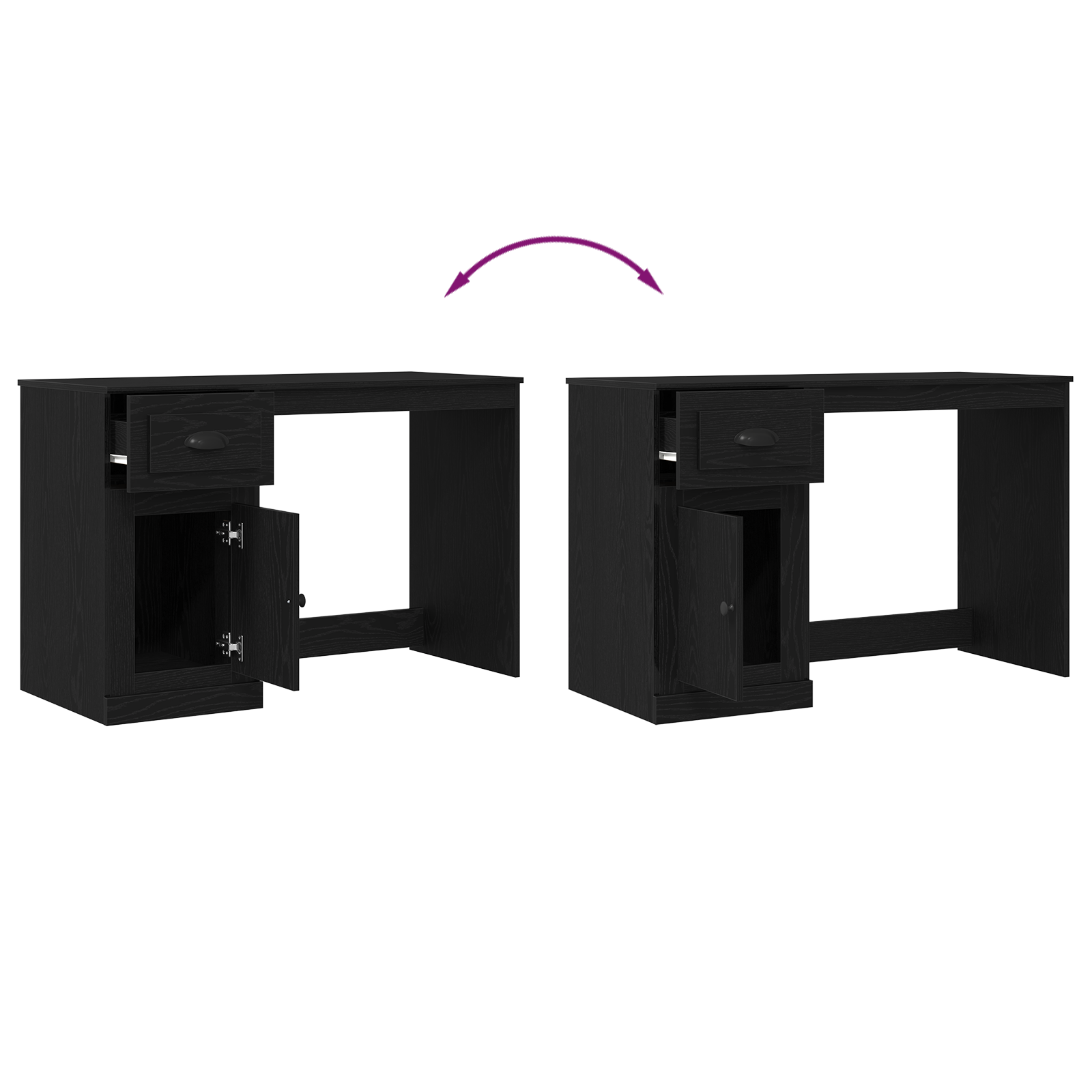 Desk with Storage Black Oak 50x115x75 cm Engineered Wood - Image 11