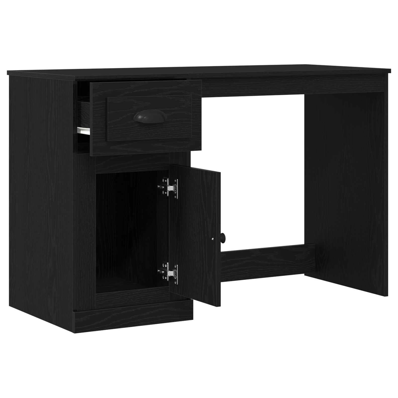 Desk with Storage Black Oak 50x115x75 cm Engineered Wood - Image 5