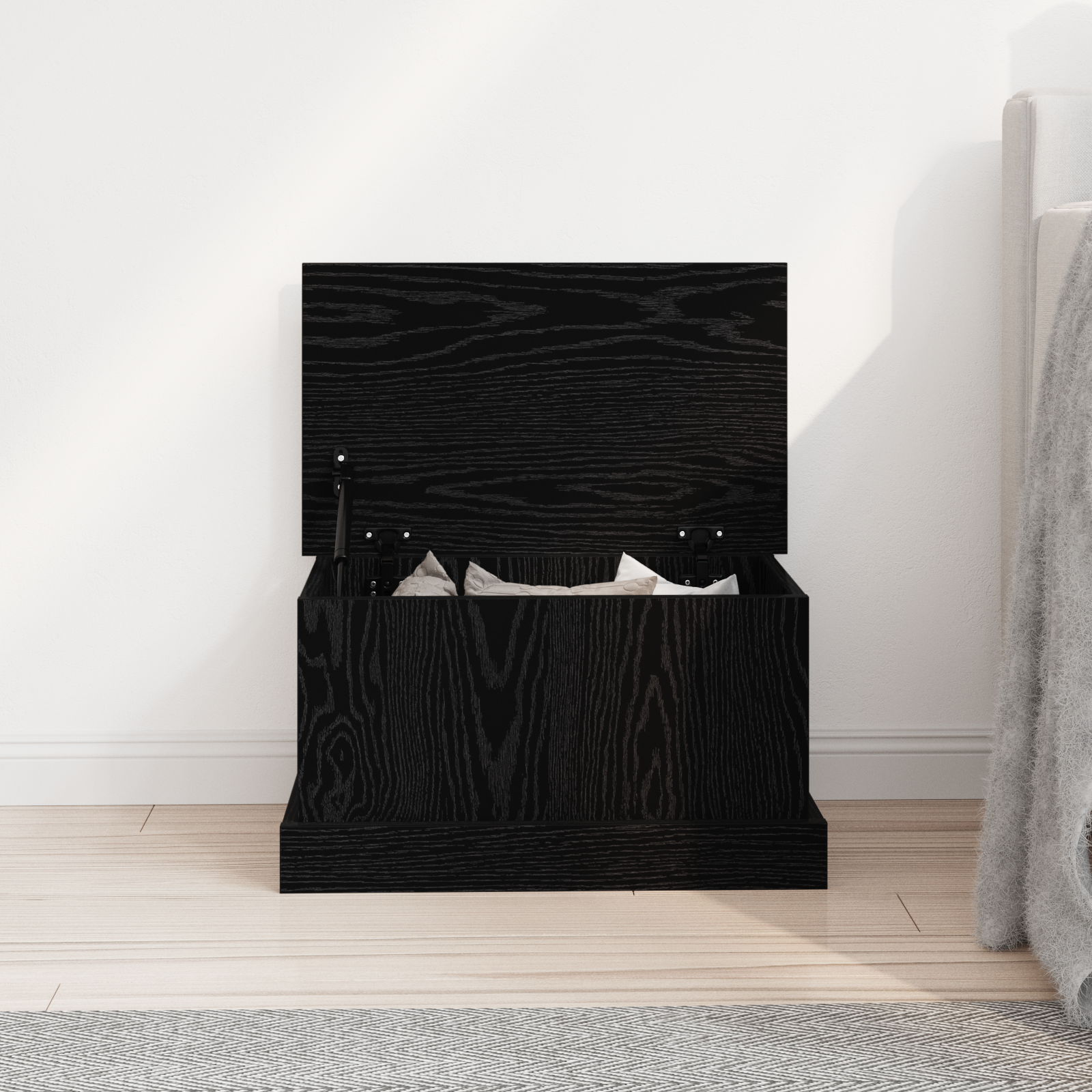 Storage Box Black Oak 50x30x28 cm Engineered Wood - Image 4