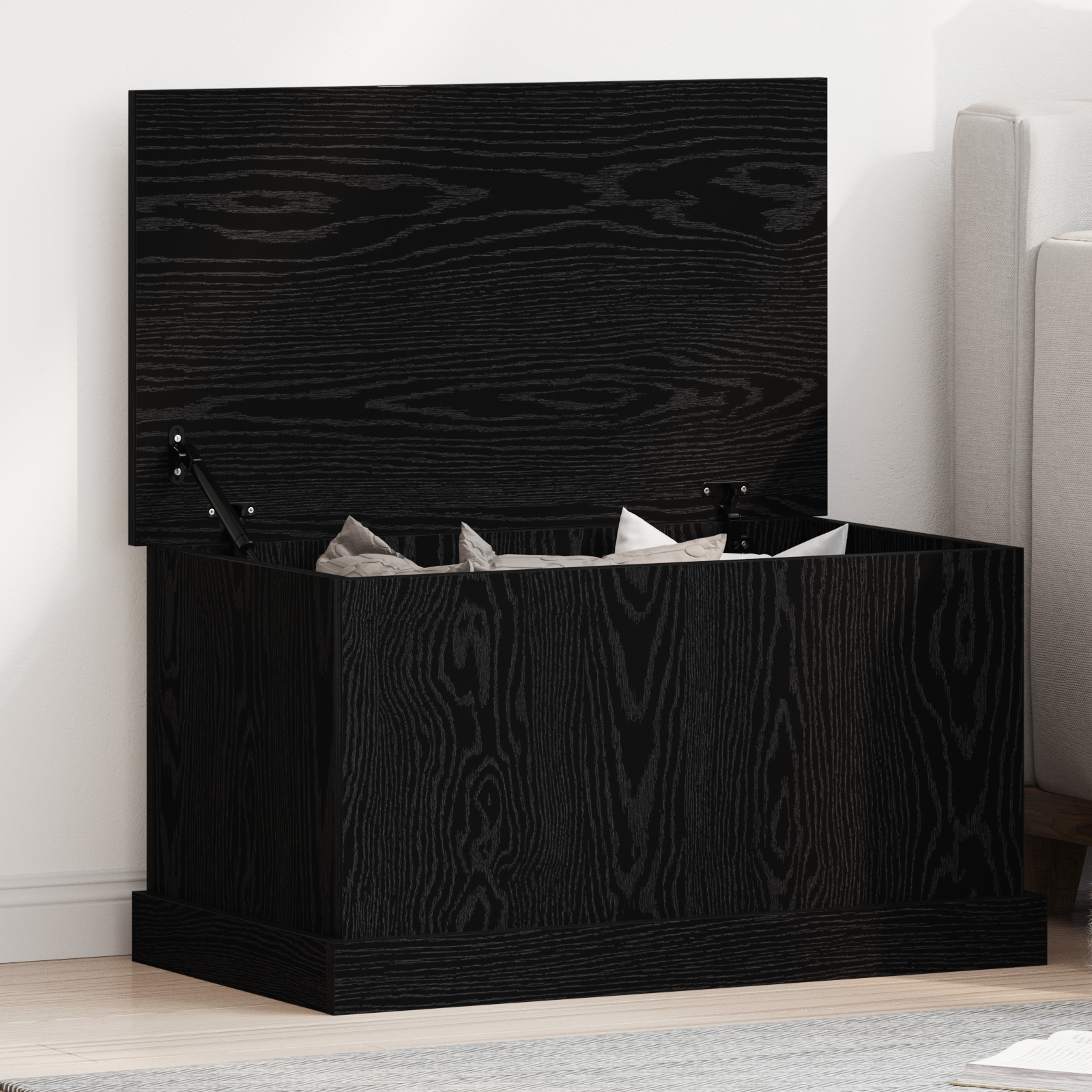 Storage Box Black Oak 70x40x38 cm Engineered Wood
