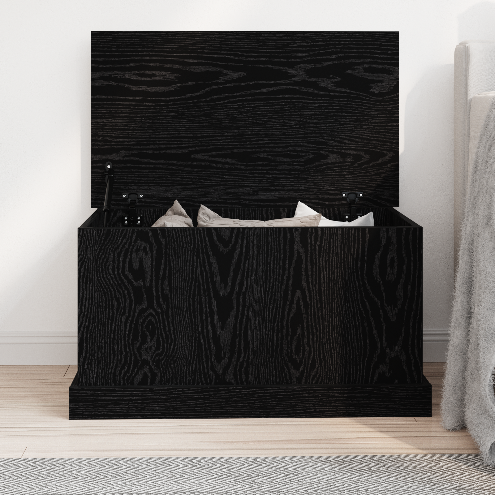 Storage Box Black Oak 70x40x38 cm Engineered Wood - Image 4