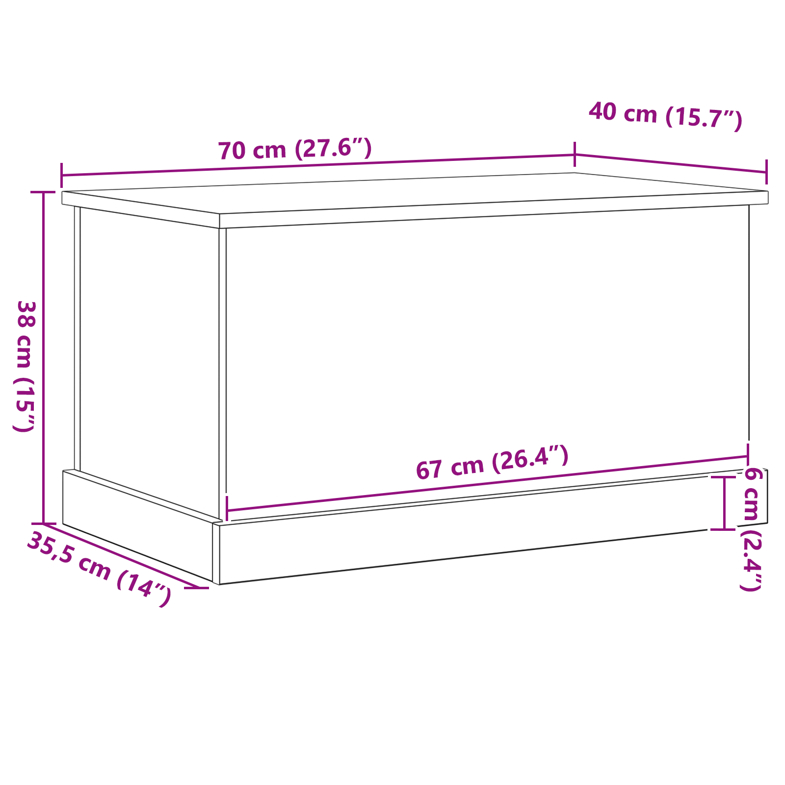 Storage Box Black Oak 70x40x38 cm Engineered Wood - Image 11