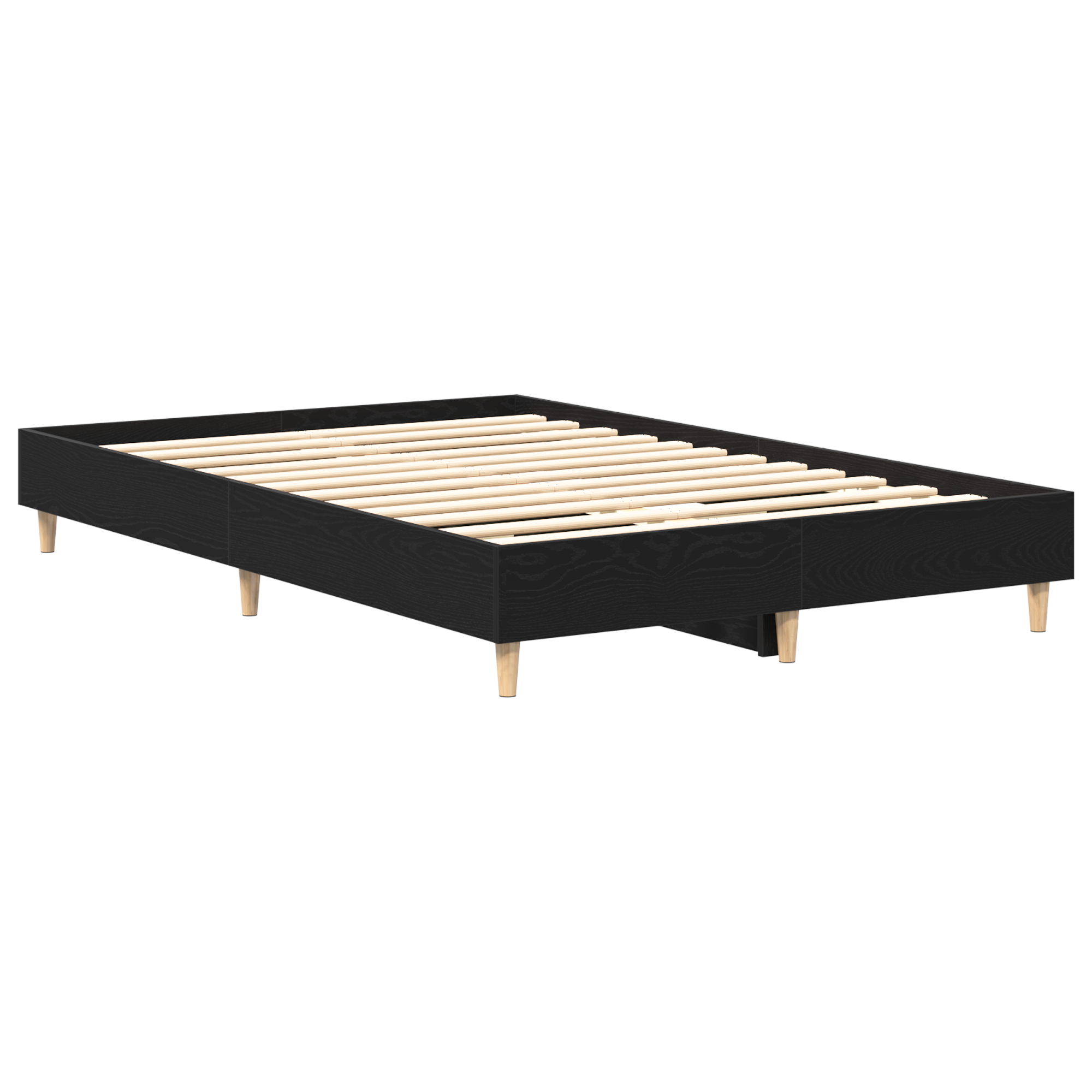 Bed Frame 135x190 cm Black Oak Engineered Wood - Image 3