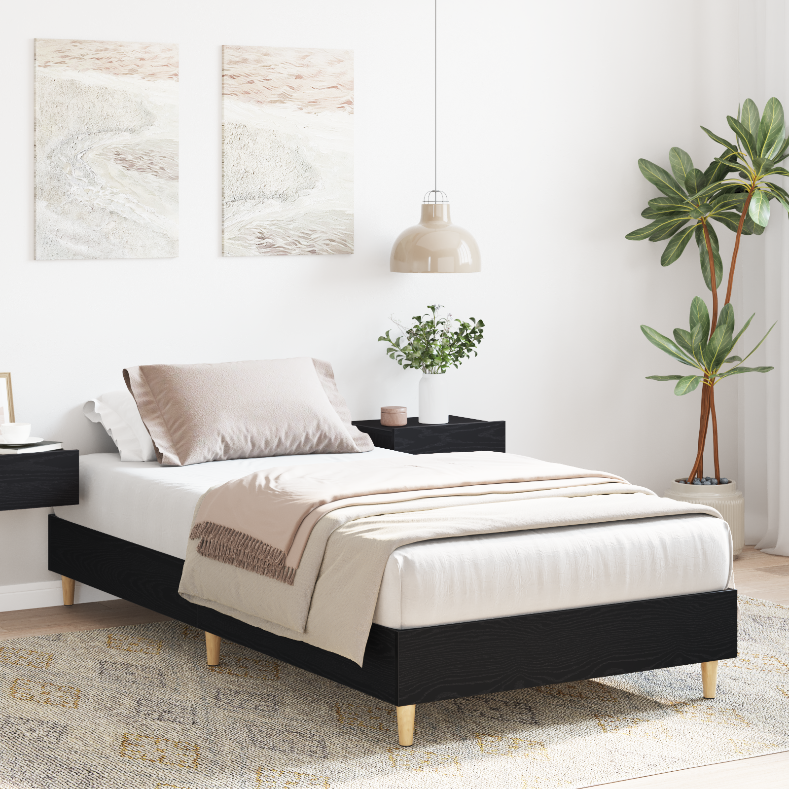 Bed Frame 90x190 cm Black Oak Engineered Wood - Image 4