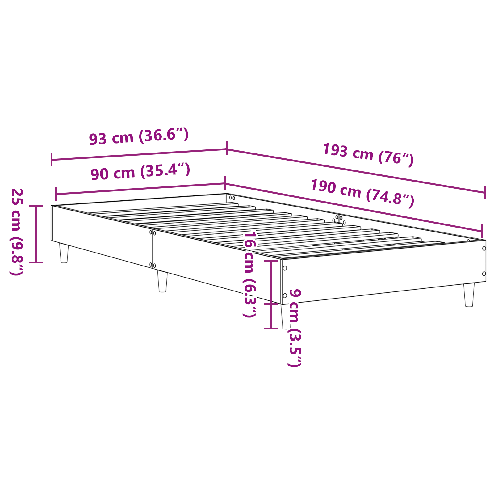 Bed Frame 90x190 cm Black Oak Engineered Wood - Image 9