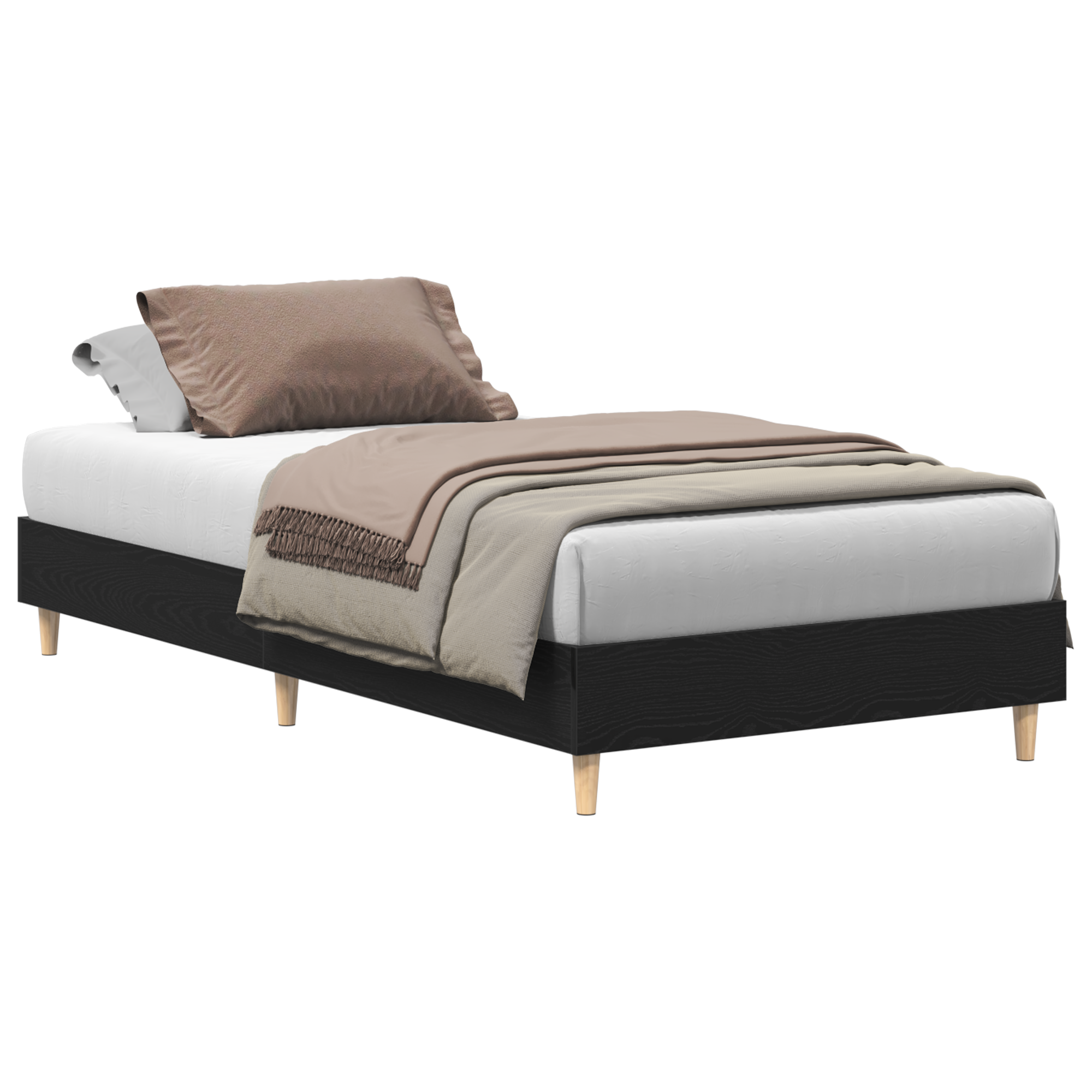 Thumbnail - vidaXL Bettgestell 90x190 cm Schwarz Eiche Holzwerkstoff