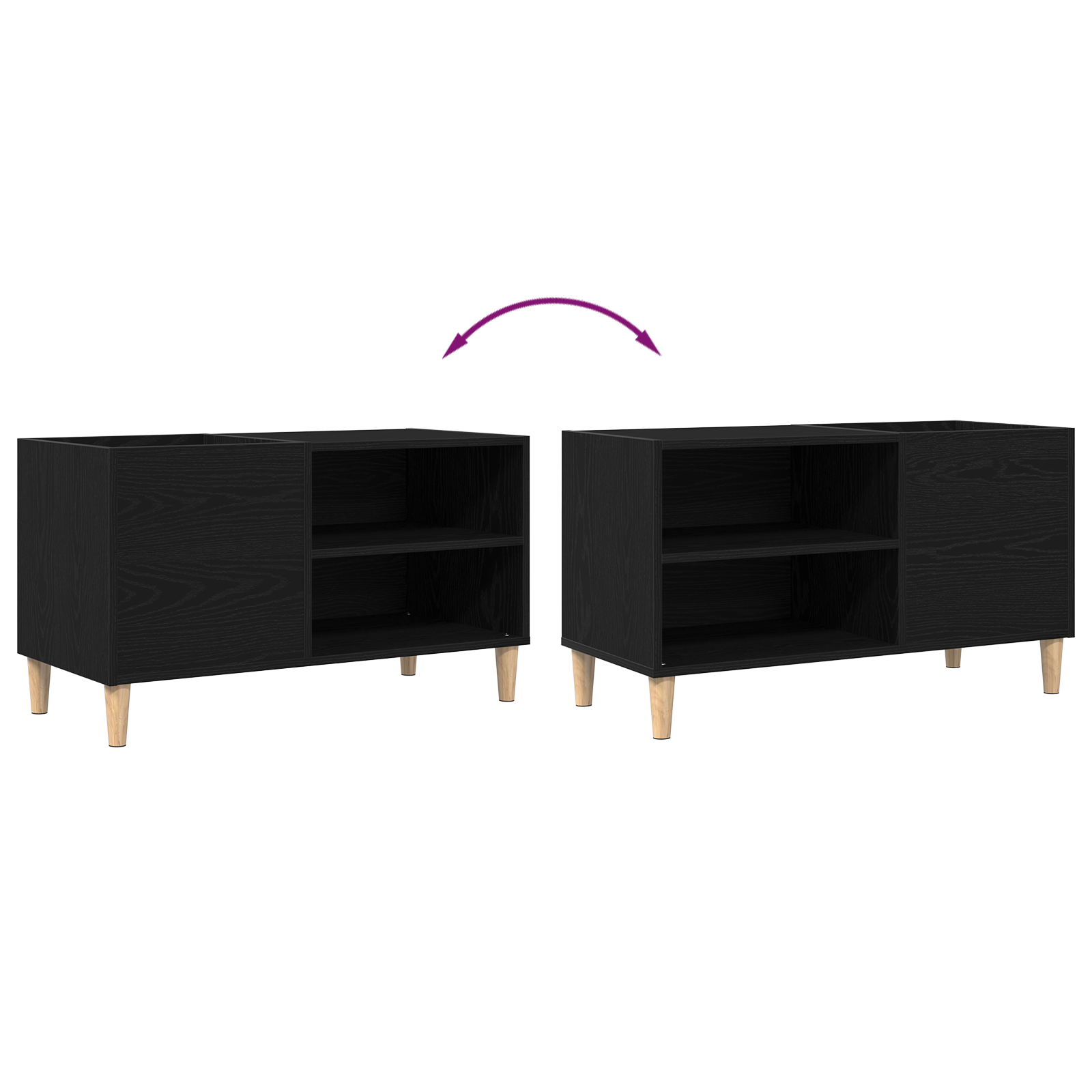 Record Cabinet Black Oak 84,5x38x48 cm Engineered Wood - Image 9