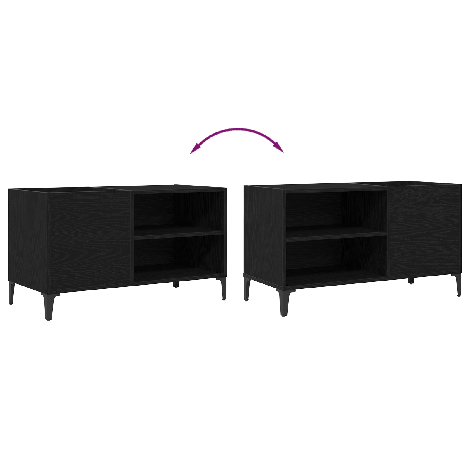 Record Cabinet Black Oak 84,5x38x48 cm Engineered Wood - Image 9