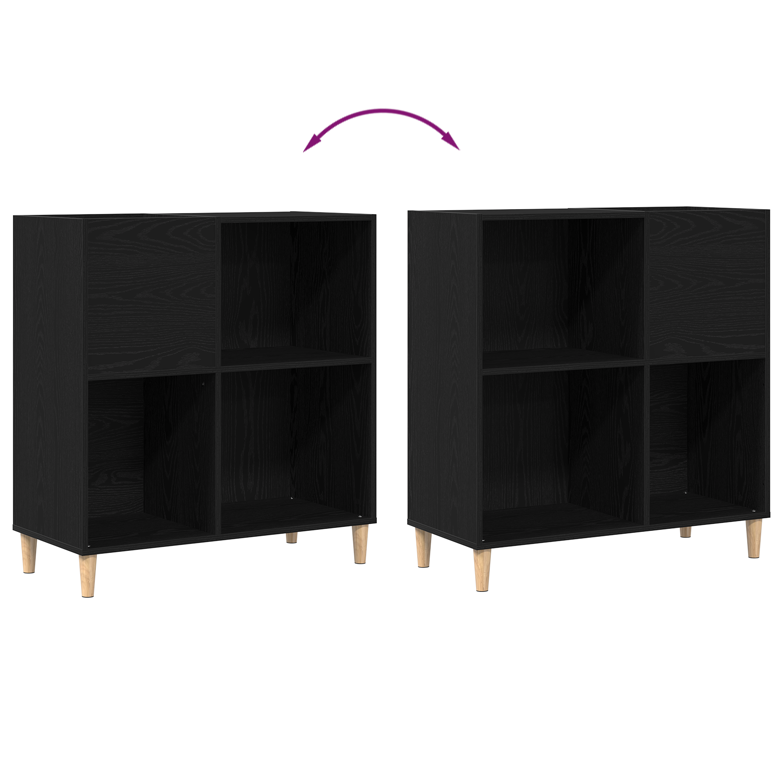 Record Cabinet Black Oak 84,5x38x89 cm Engineered Wood - Image 6
