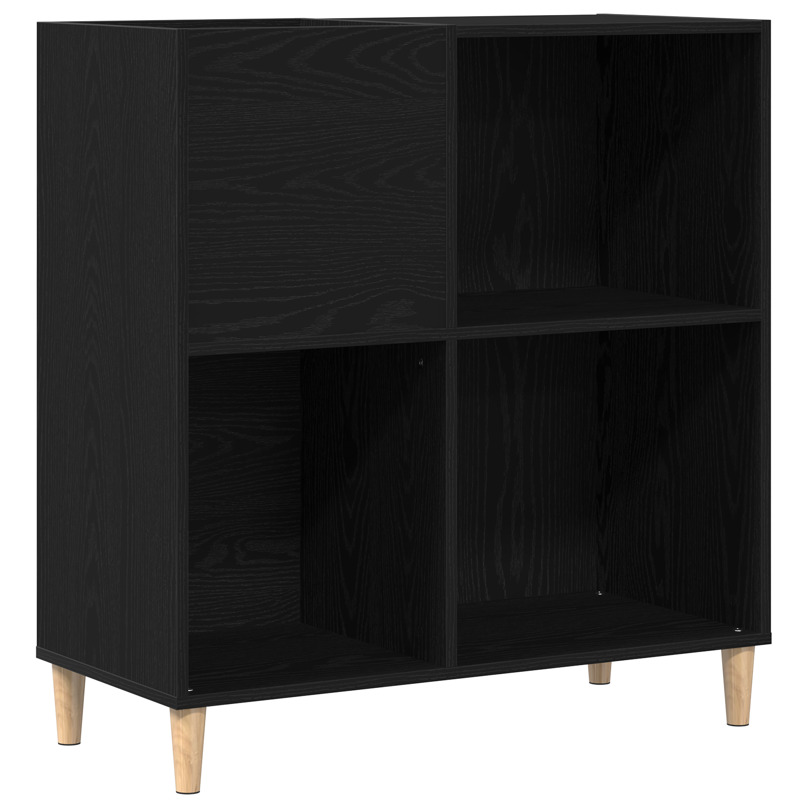 Record Cabinet Black Oak 84,5x38x89 cm Engineered Wood - Image 2