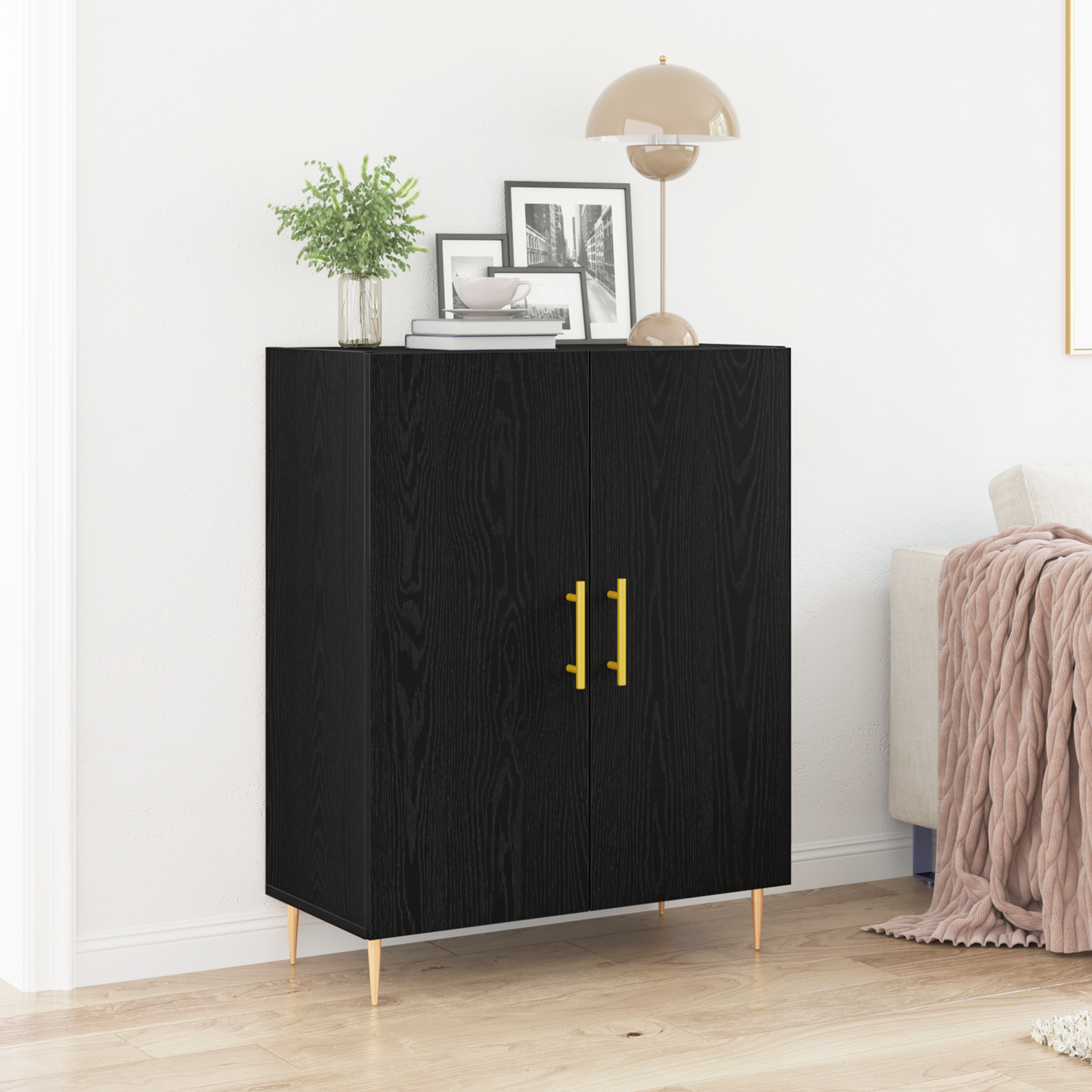 Sideboard Black Oak 69,5x34x90 cm Engineered Wood