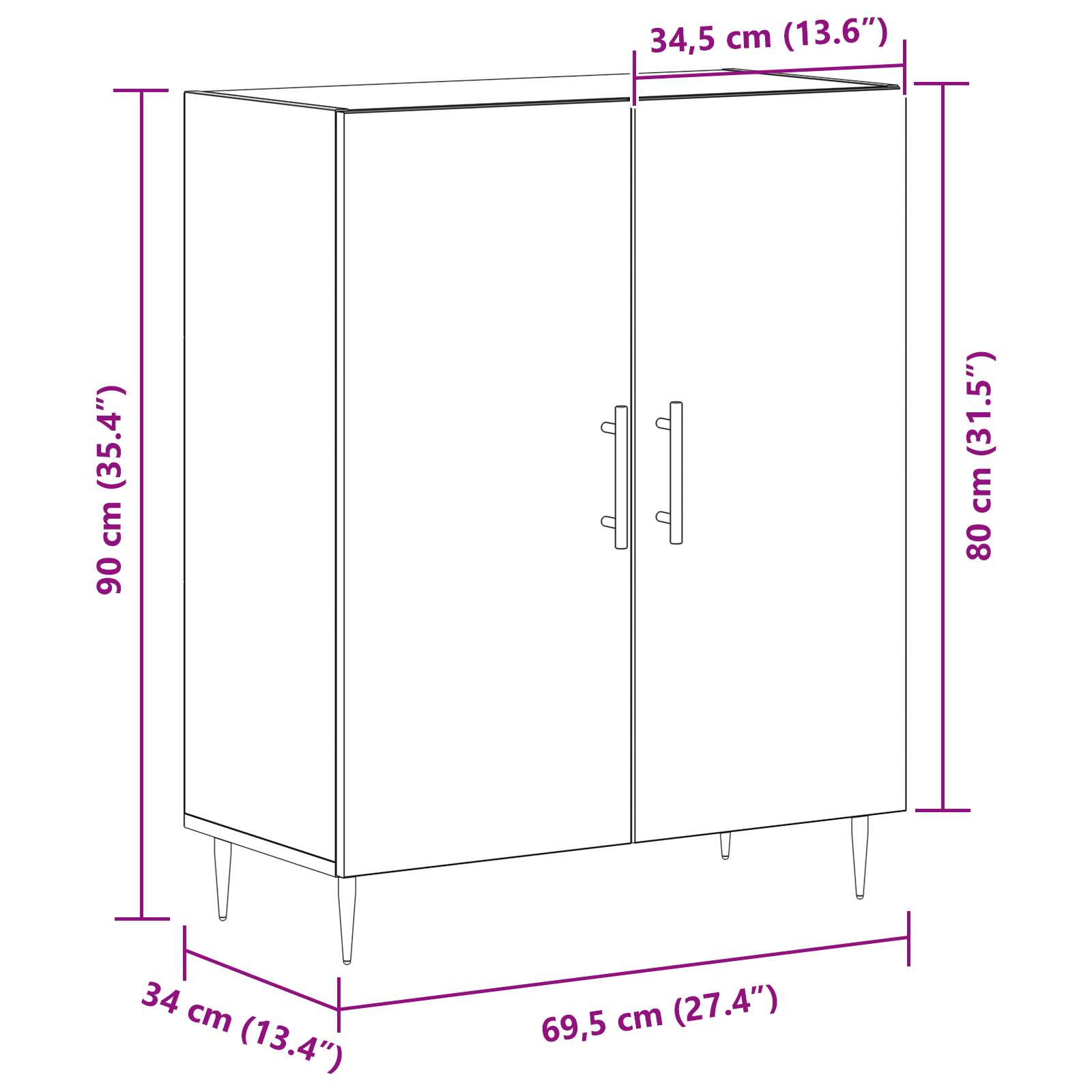 Sideboard Black Oak 69,5x34x90 cm Engineered Wood - Image 10