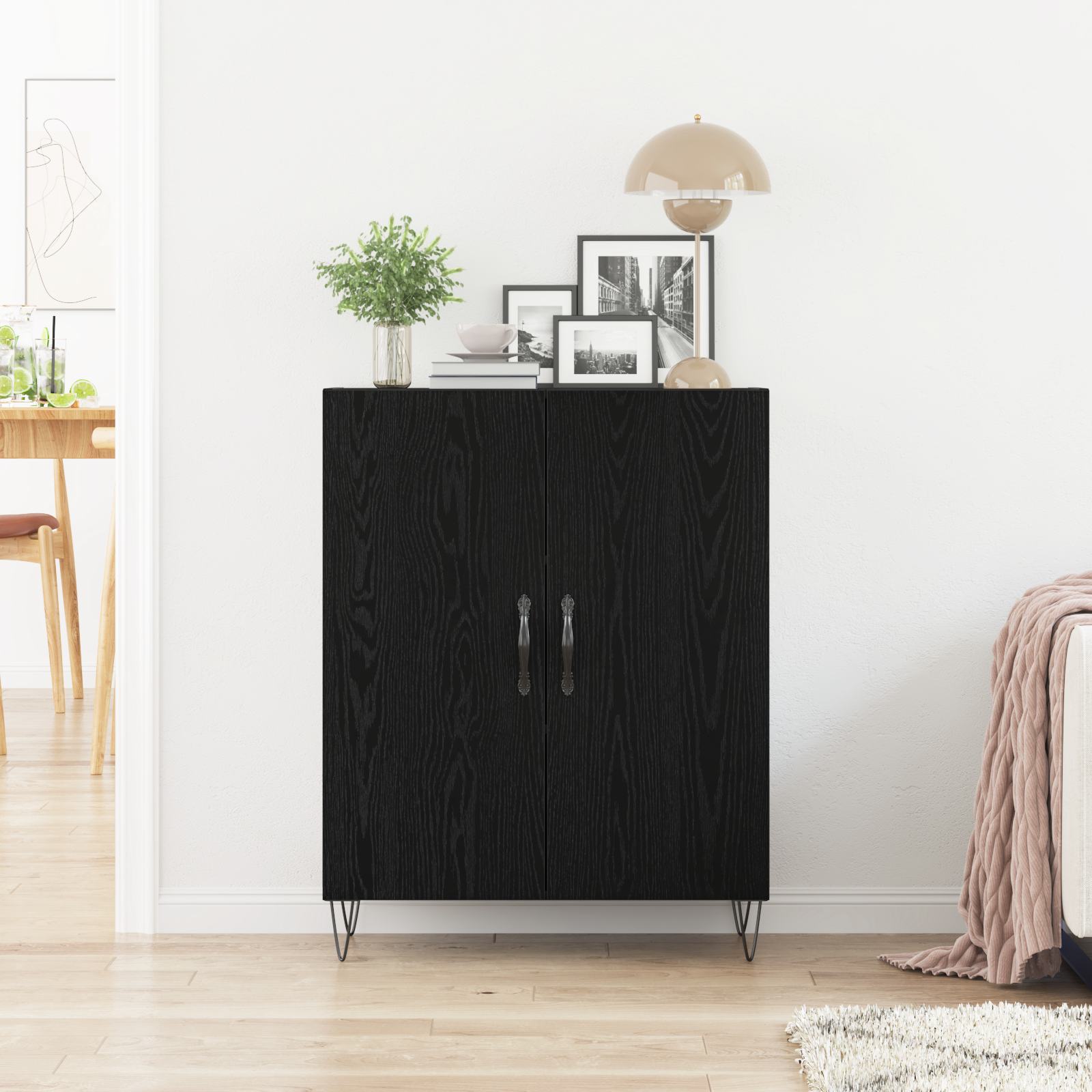 Sideboard Black Oak 69,5x34x90 cm Engineered Wood - Image 4
