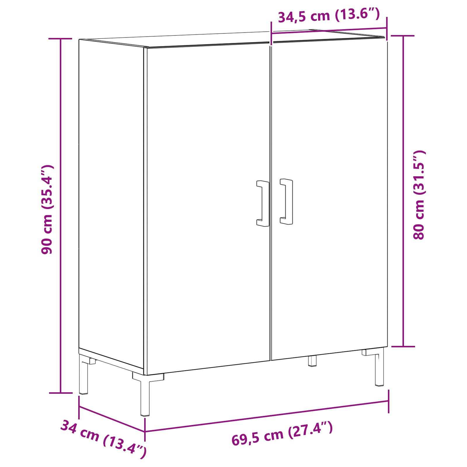 Sideboard Black Oak 69,5x34x90 cm Engineered Wood - Image 10