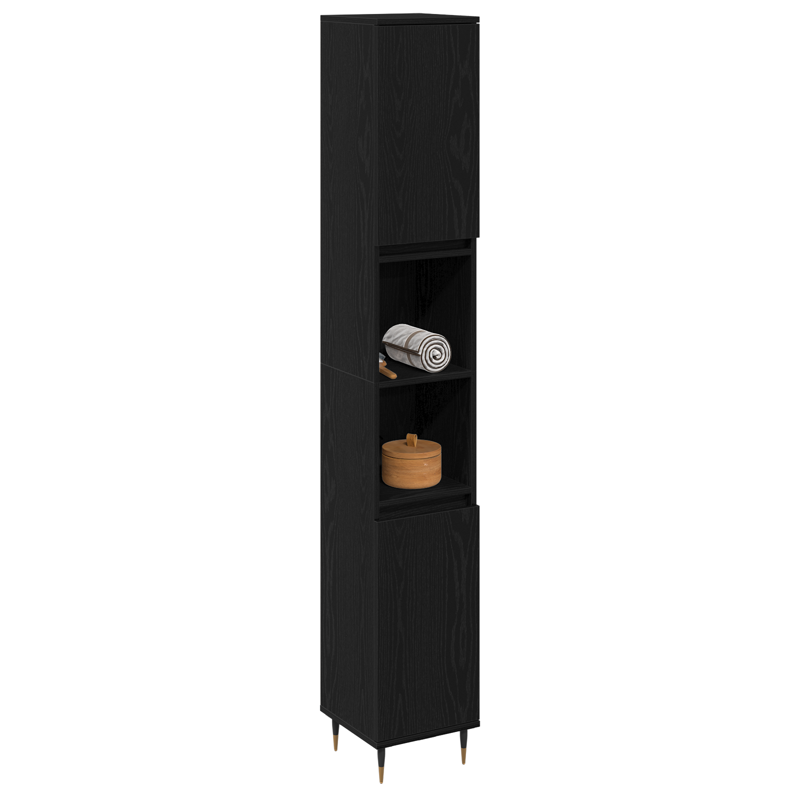 Bathroom Cabinet Black Oak 30x30x190 cm Engineered Wood - Image 3