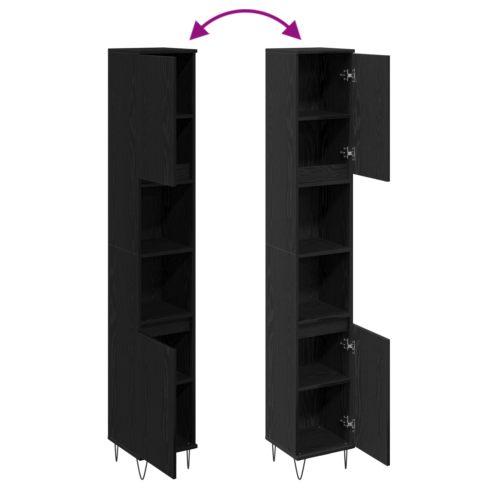 Bathroom Cabinet Black Oak 30x30x190 cm Engineered Wood - Image 10