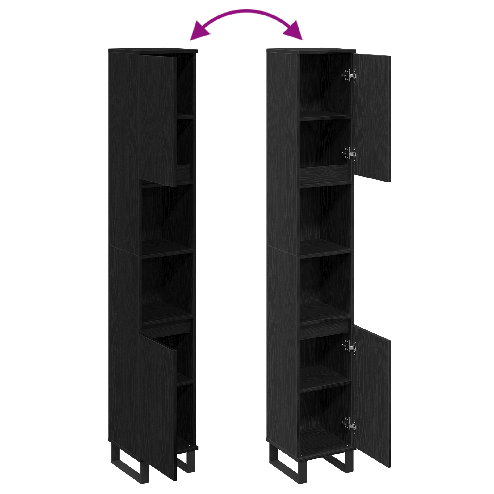 Bathroom Cabinet Black Oak 30x30x190 cm Engineered Wood - Image 10