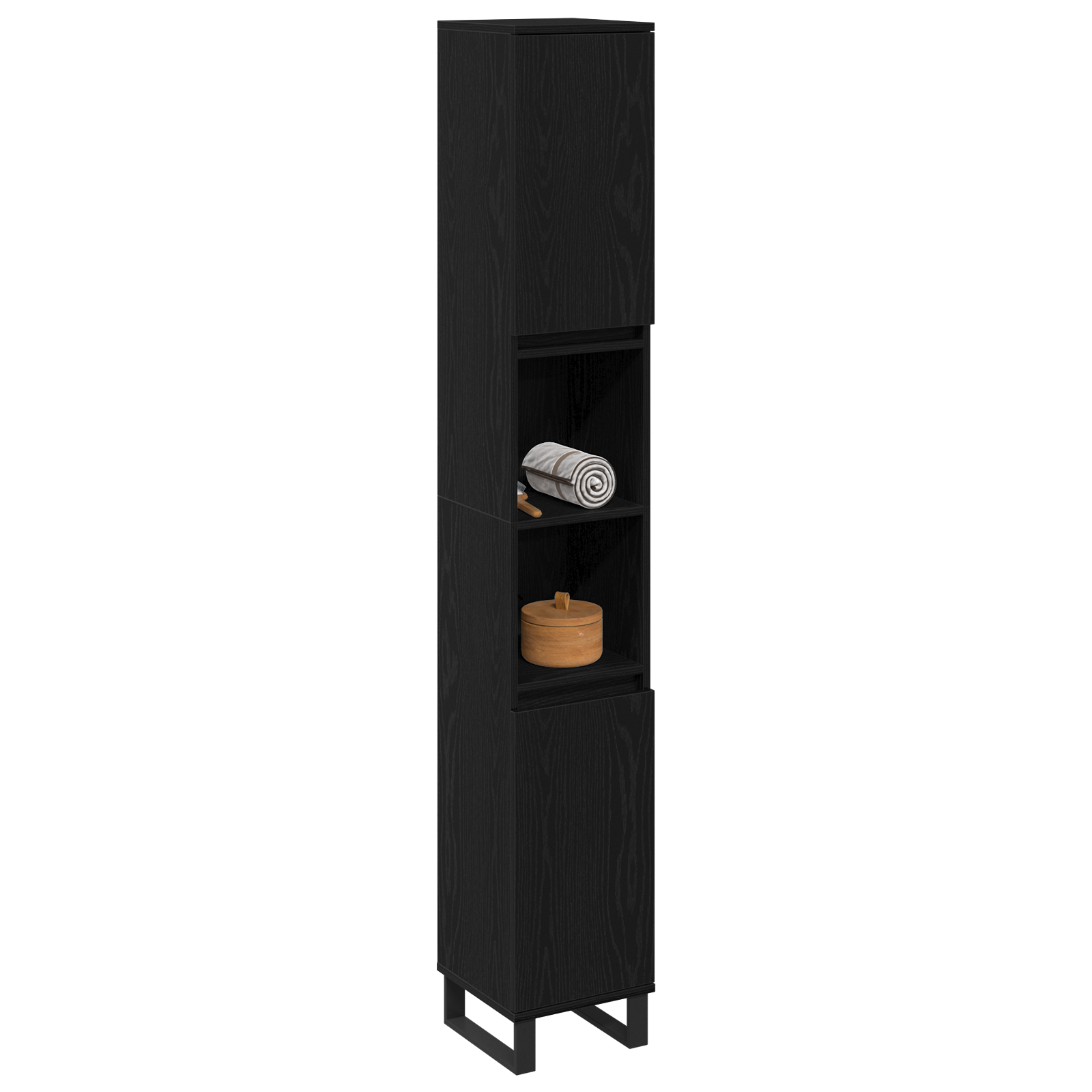 Bathroom Cabinet Black Oak 30x30x190 cm Engineered Wood - Image 3