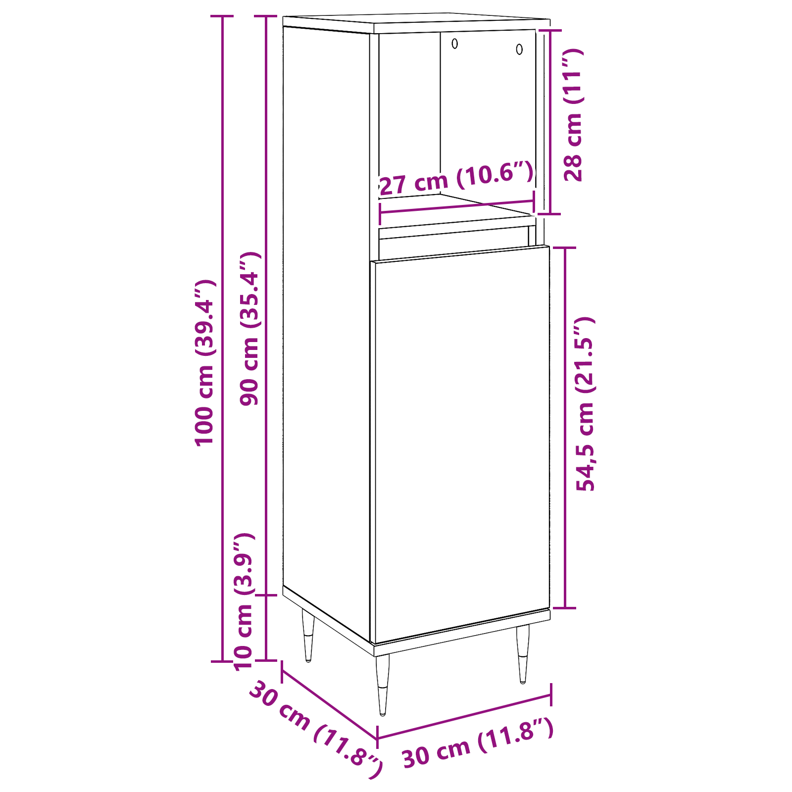 Bathroom Cabinet Black Oak 30x30x100 cm Engineered Wood - Image 11