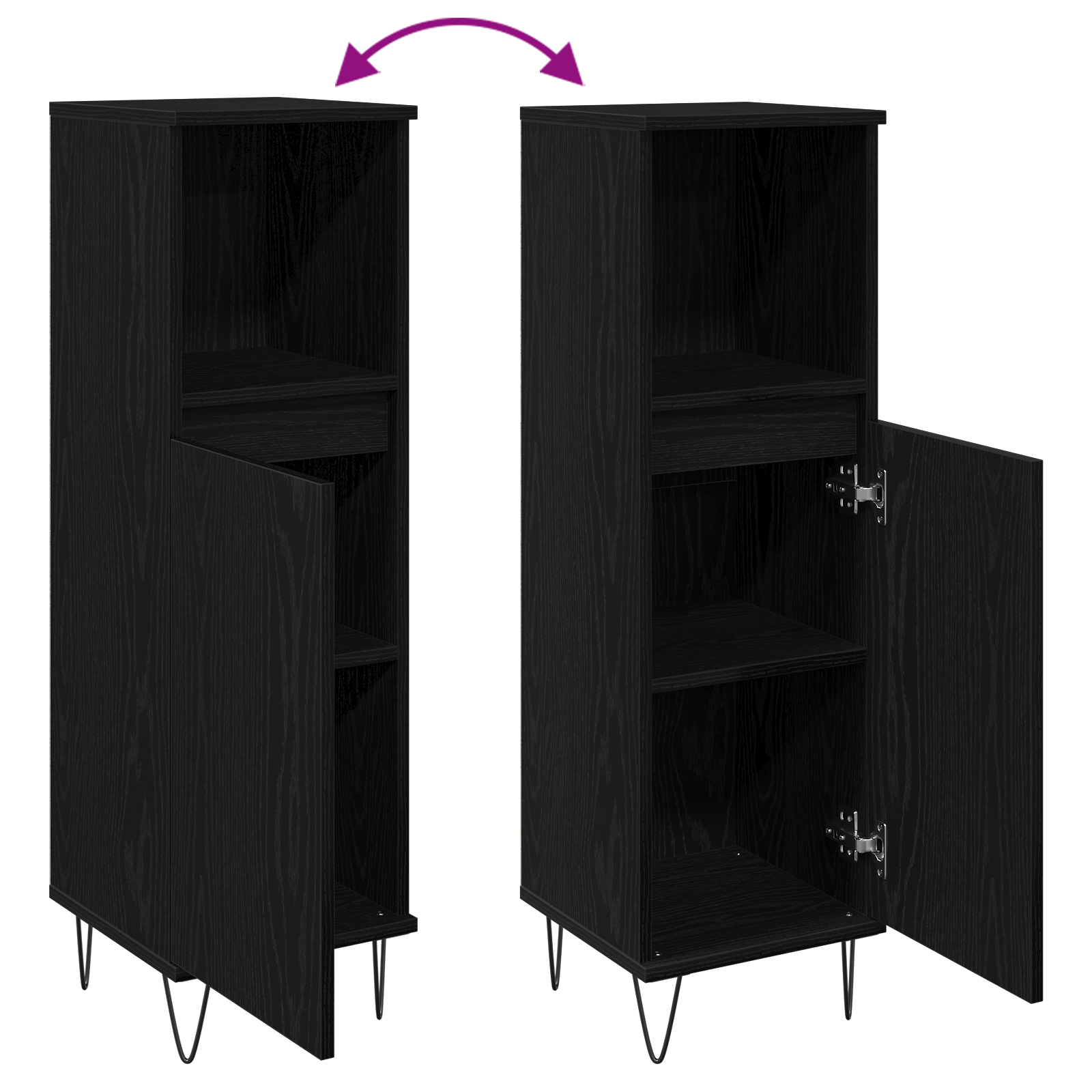 Bathroom Cabinet Black Oak 30x30x100 cm Engineered Wood - Image 10