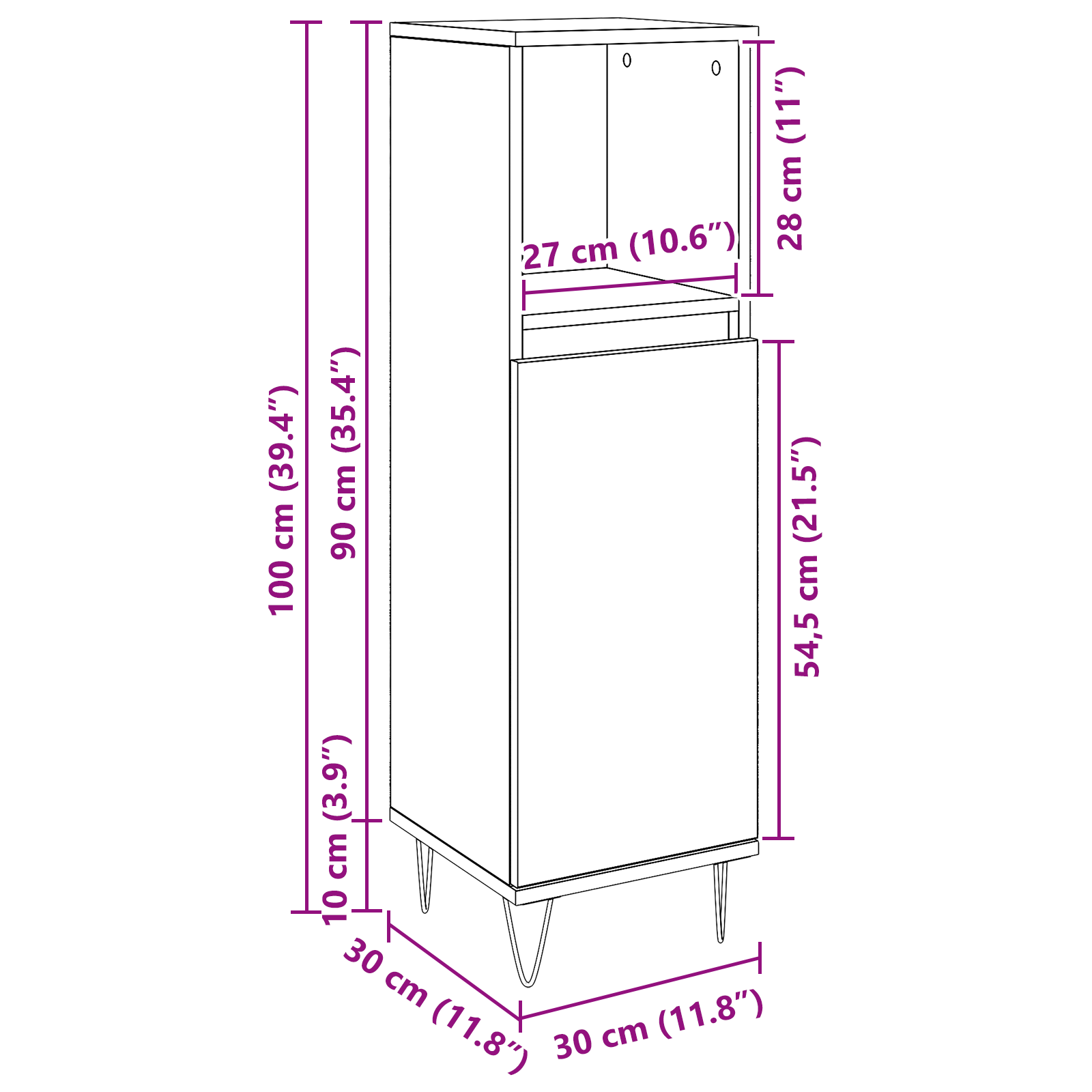 Bathroom Cabinet Black Oak 30x30x100 cm Engineered Wood - Image 11