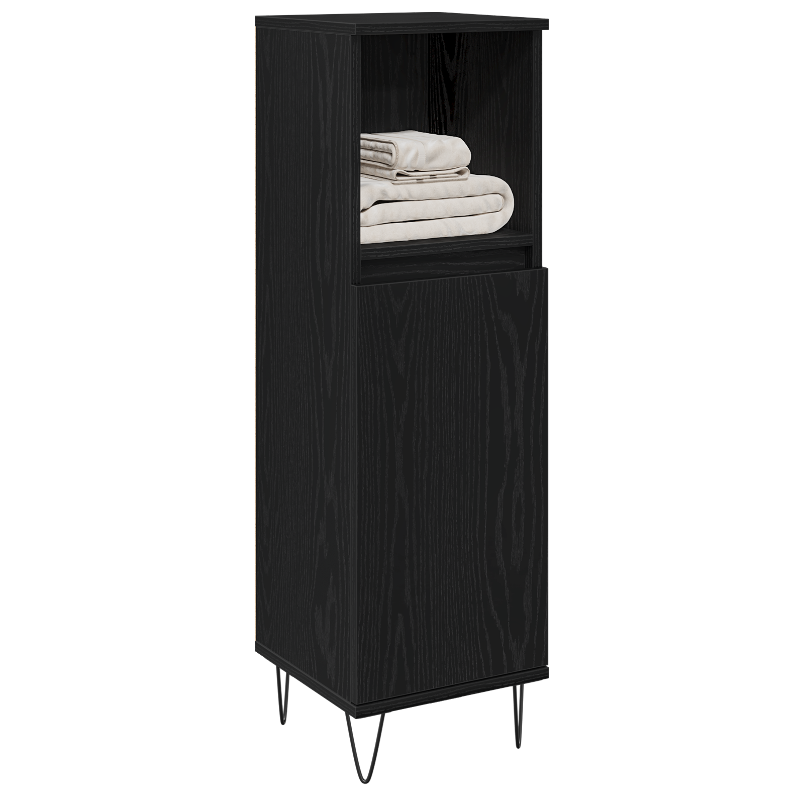Bathroom Cabinet Black Oak 30x30x100 cm Engineered Wood - Image 3