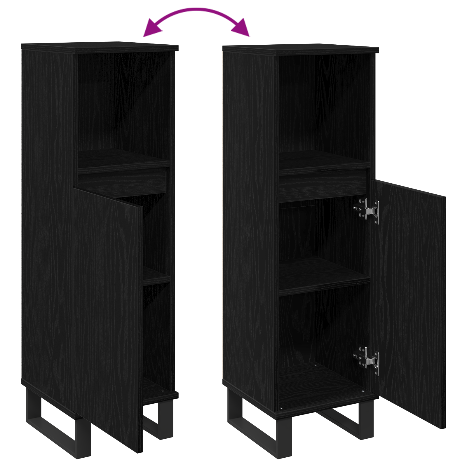 Bathroom Cabinet Black Oak 30x30x100 cm Engineered Wood - Image 10