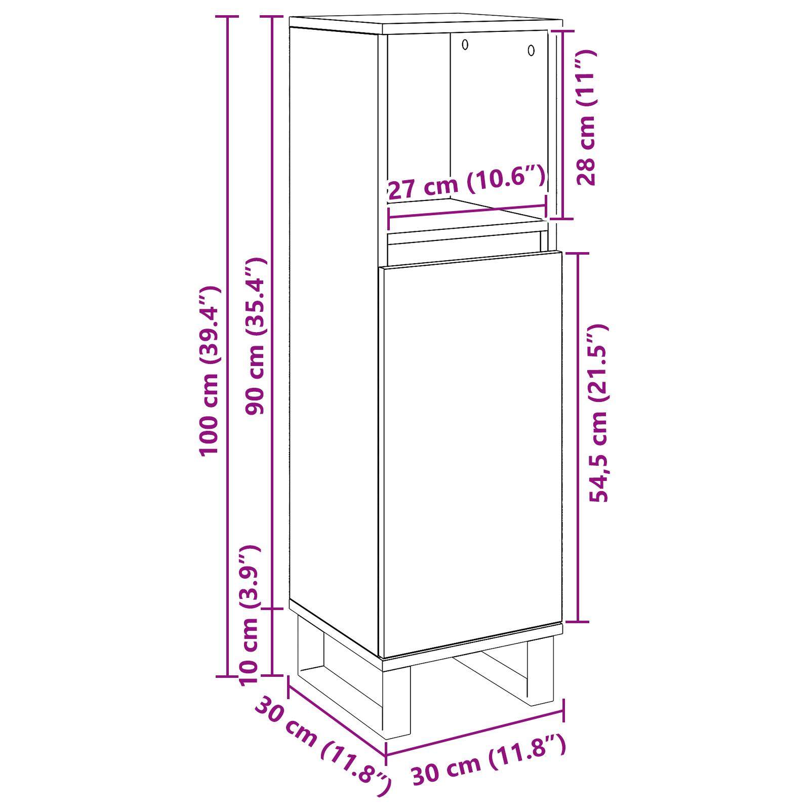 Bathroom Cabinet Black Oak 30x30x100 cm Engineered Wood - Image 11