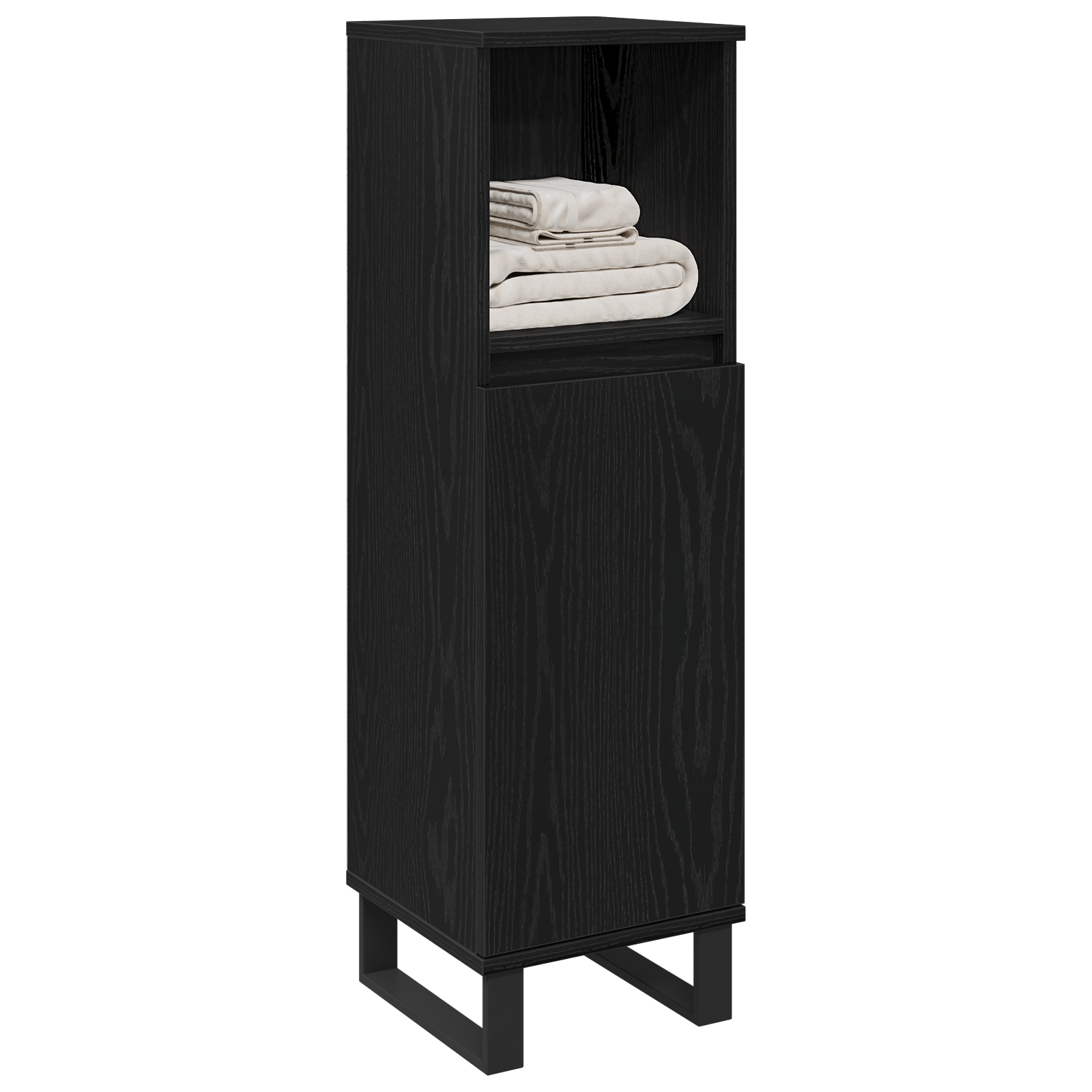 Bathroom Cabinet Black Oak 30x30x100 cm Engineered Wood - Image 3