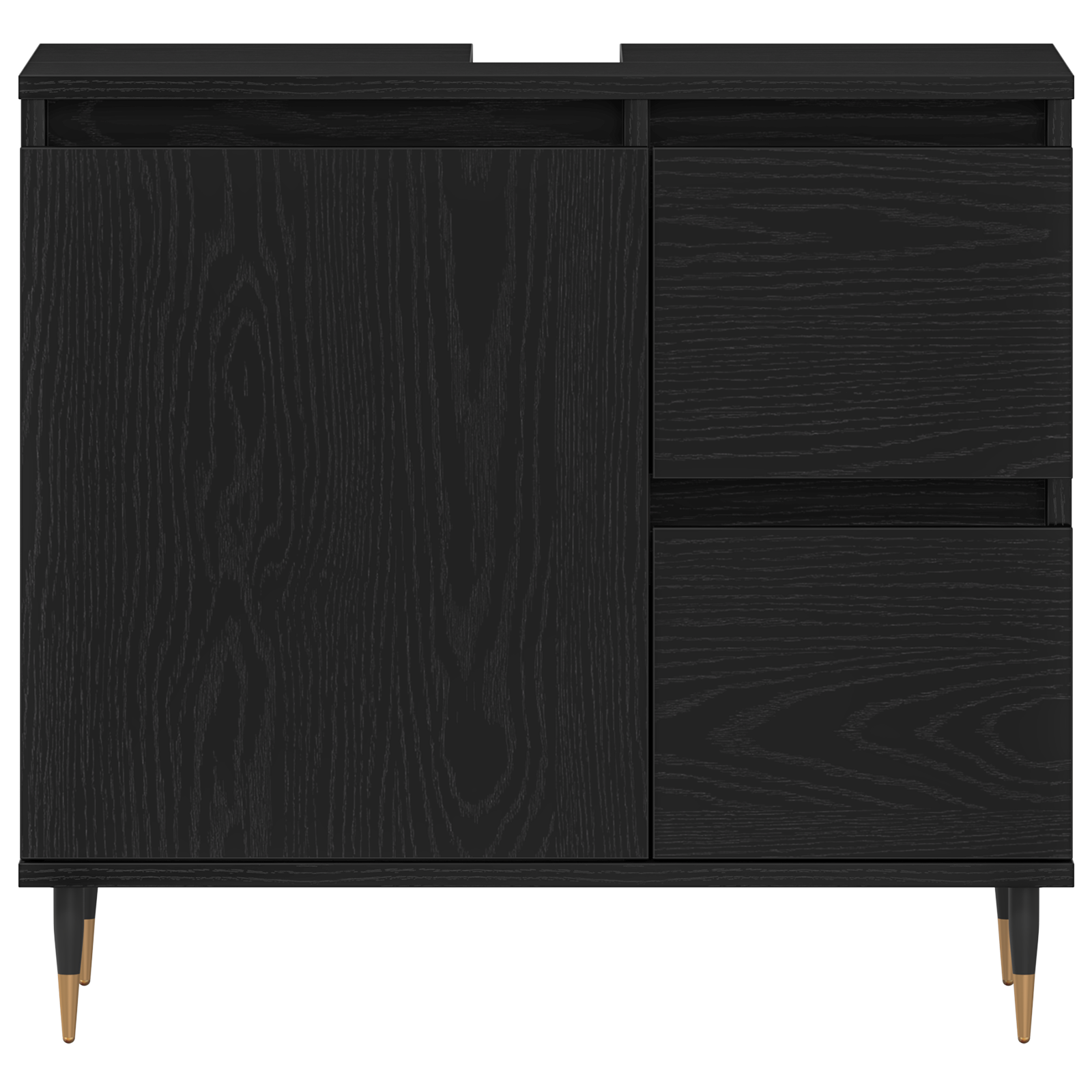 Bathroom Sink Cabinet Black Oak 65x33x60 cm Engineered Wood - Image 6