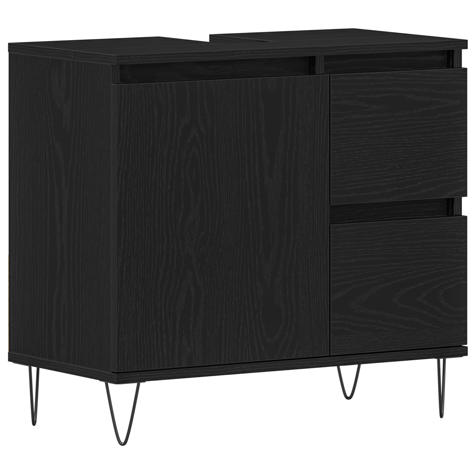 Bathroom Sink Cabinet Black Oak 65x33x60 cm Engineered Wood - Image 2