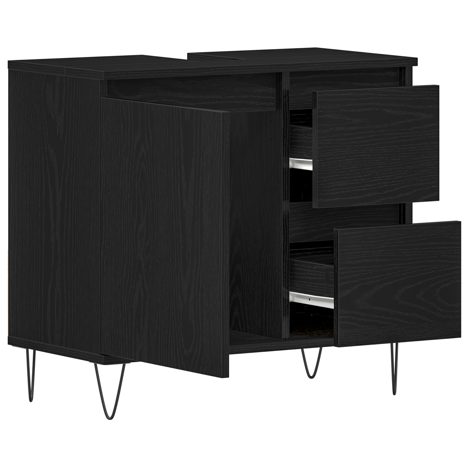 Bathroom Sink Cabinet Black Oak 65x33x60 cm Engineered Wood - Image 5