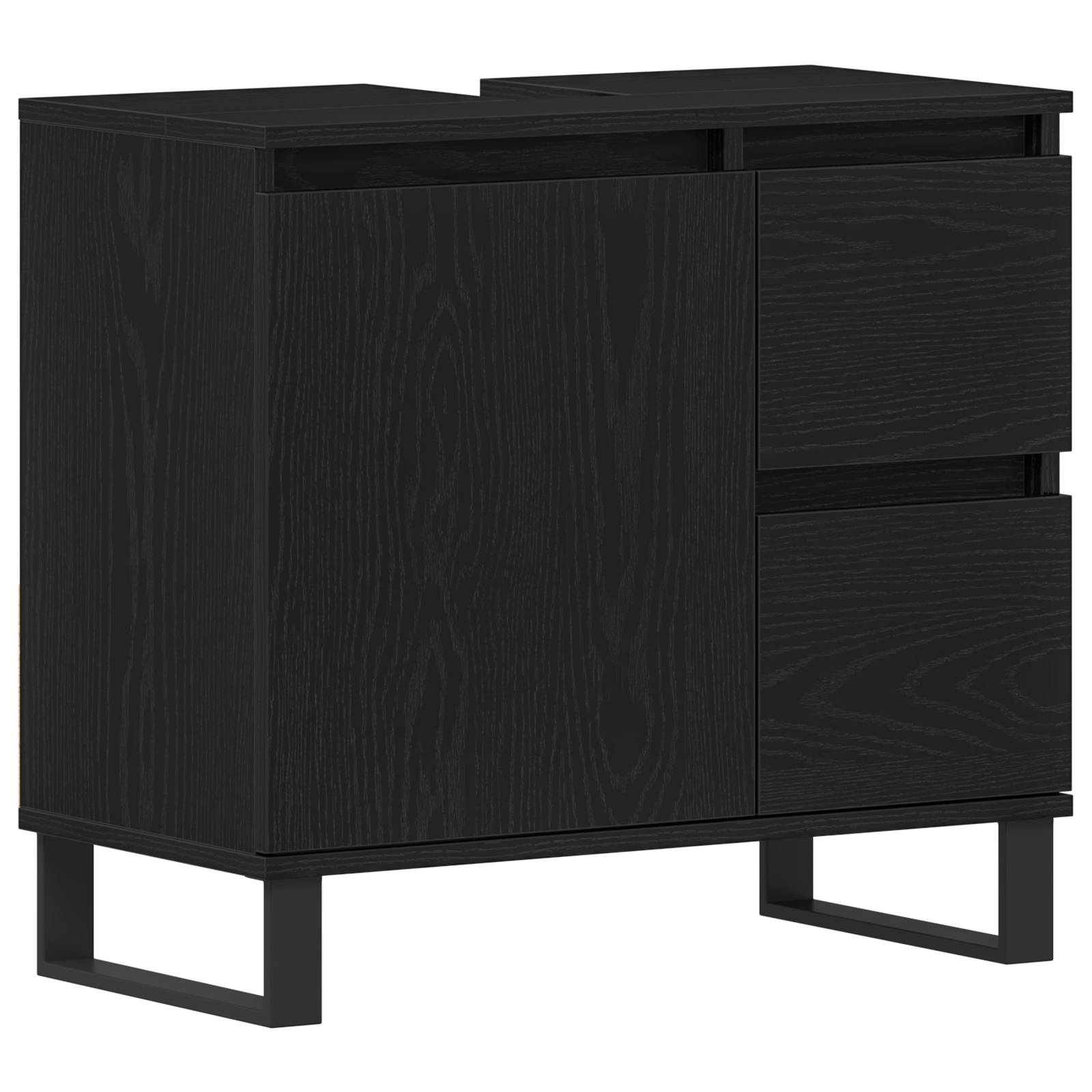 Bathroom Sink Cabinet Black Oak 65x33x60 cm Engineered Wood - Image 2