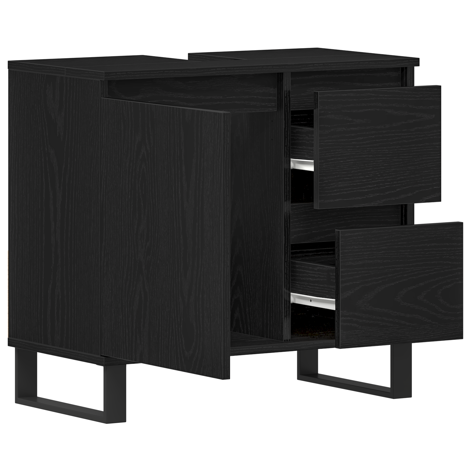 Bathroom Sink Cabinet Black Oak 65x33x60 cm Engineered Wood - Image 5