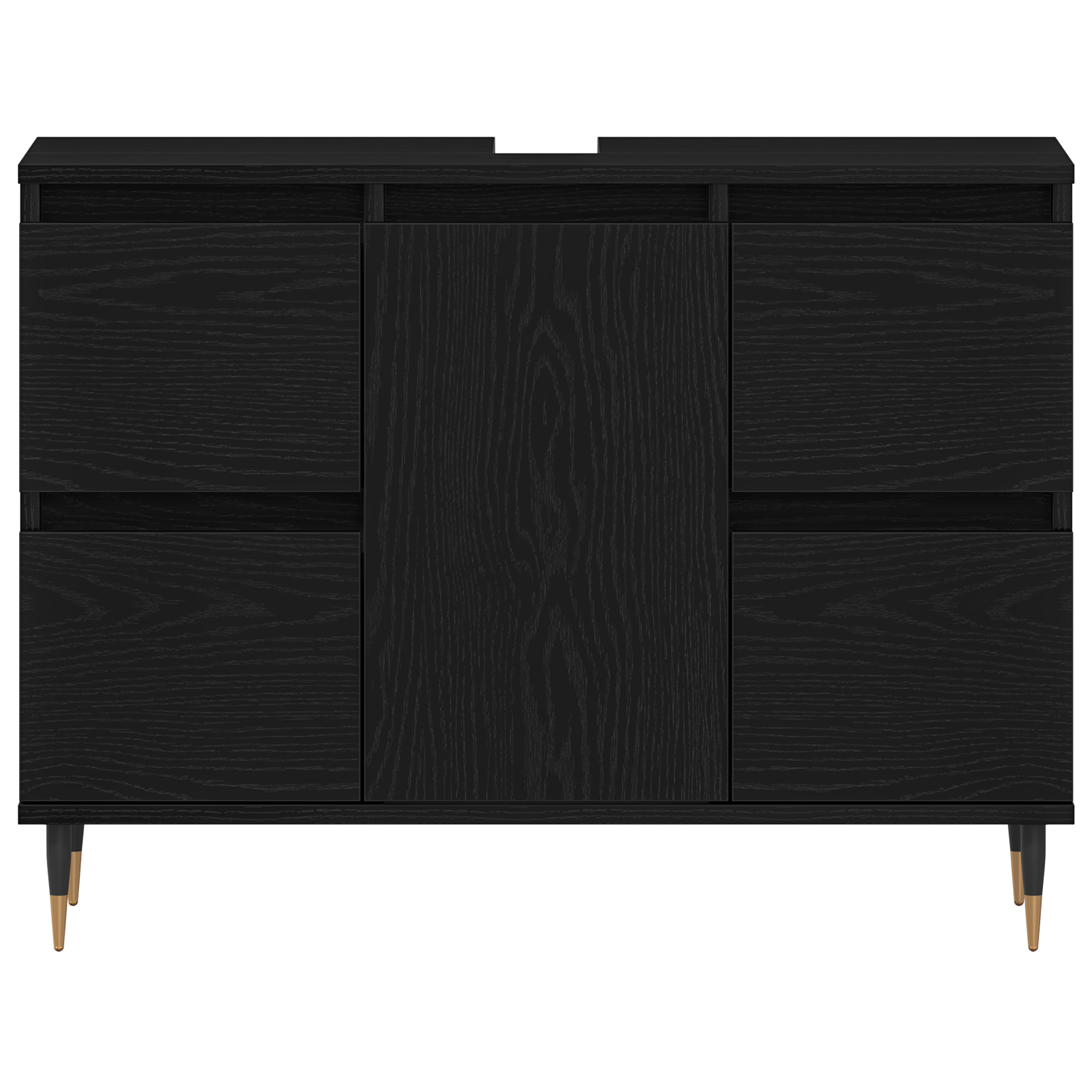 Bathroom Sink Cabinet Black Oak 80x33x60 cm Engineered Wood - Image 6
