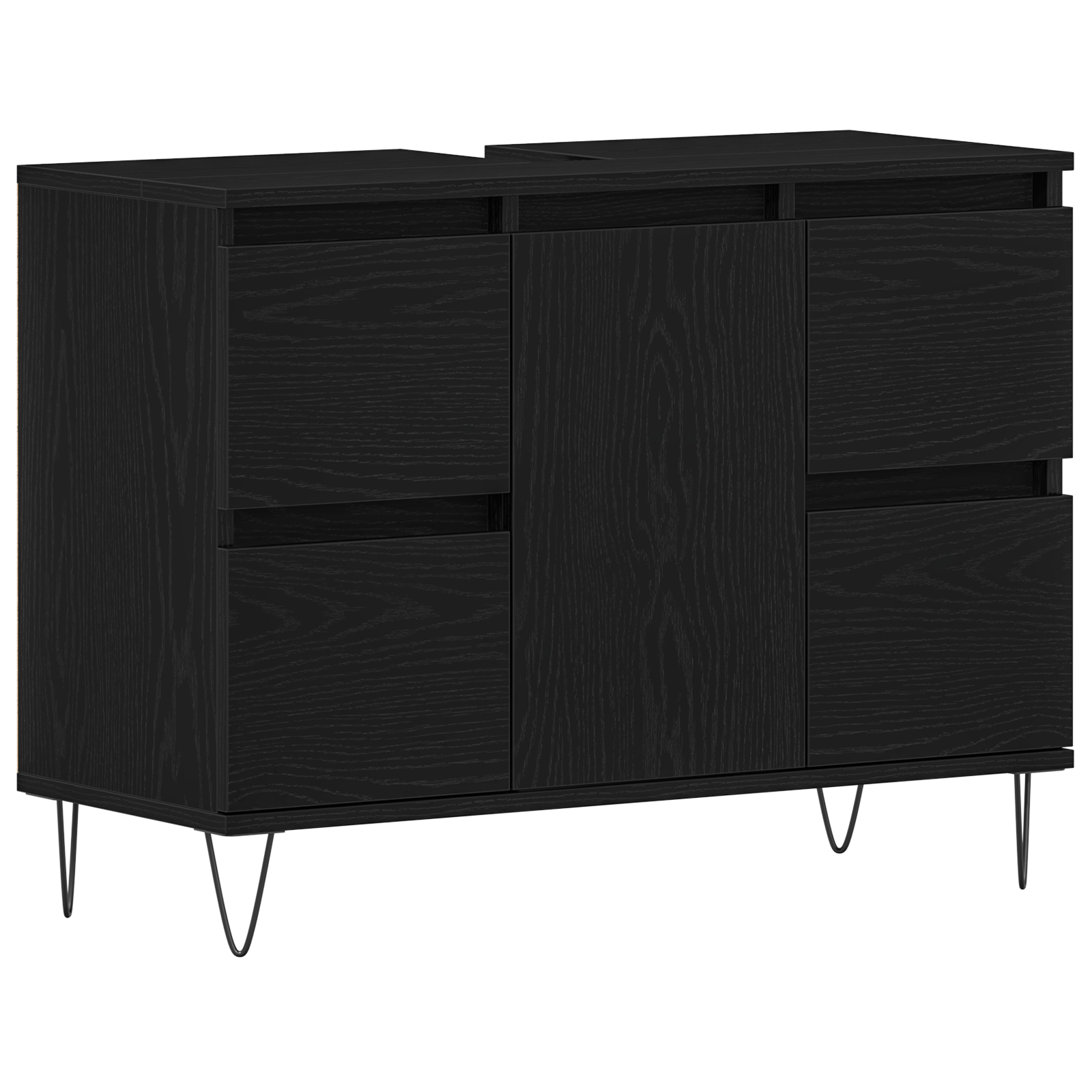 Bathroom Sink Cabinet Black Oak 80x33x60 cm Engineered Wood - Image 2