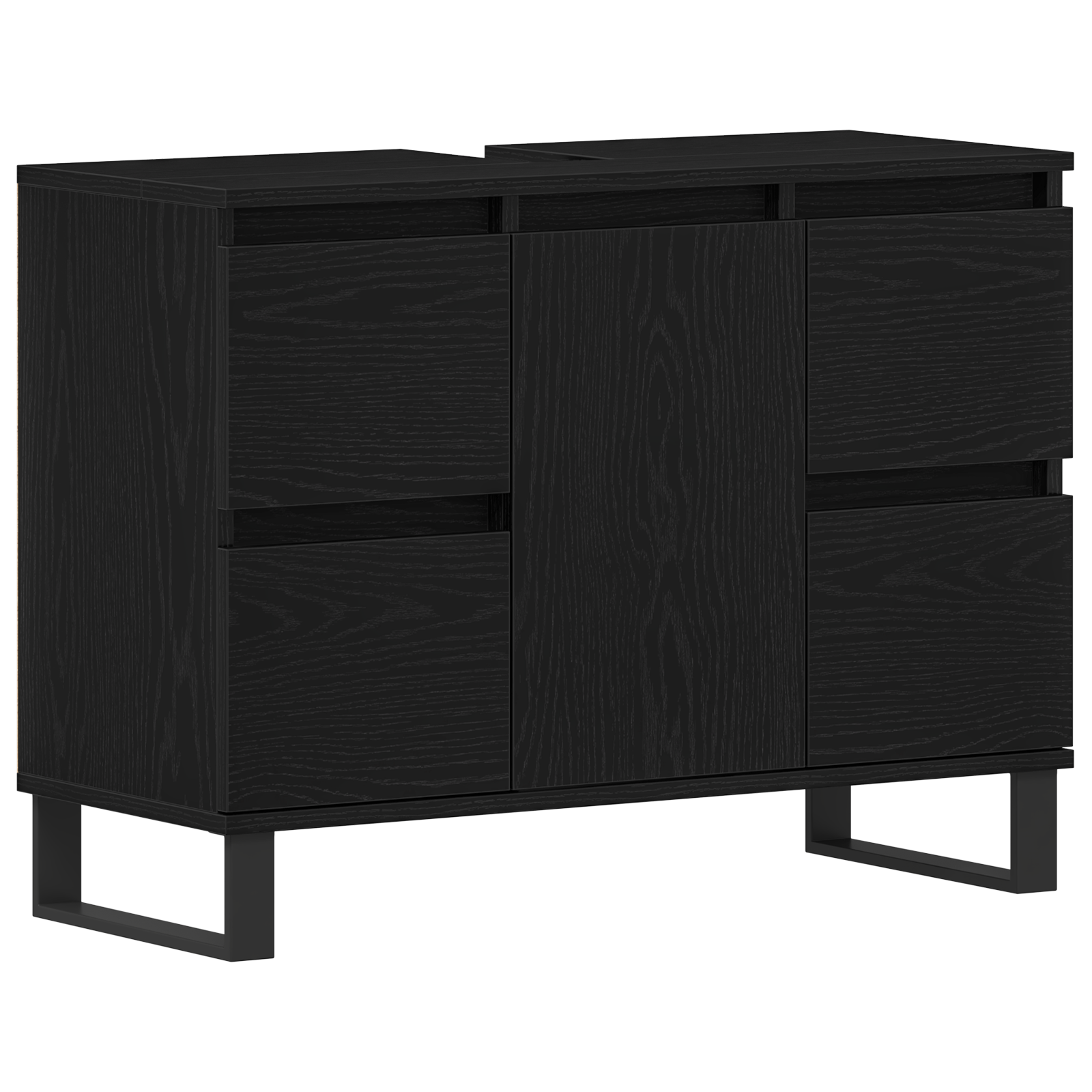 Bathroom Sink Cabinet Black Oak 80x33x60 cm Engineered Wood - Image 2
