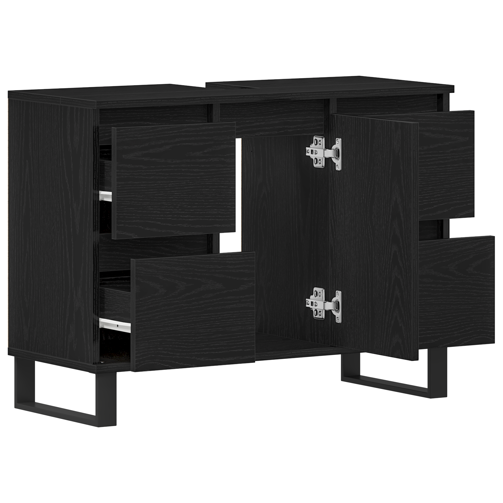 Bathroom Sink Cabinet Black Oak 80x33x60 cm Engineered Wood - Image 5