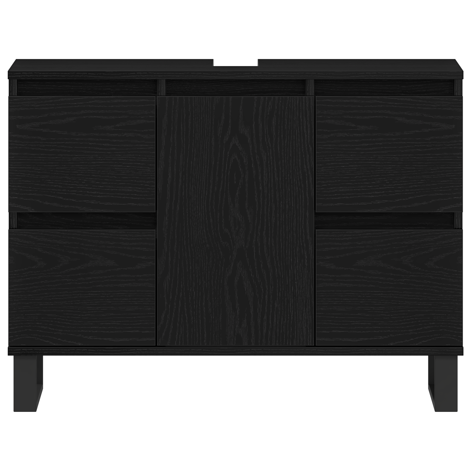 Bathroom Sink Cabinet Black Oak 80x33x60 cm Engineered Wood - Image 6