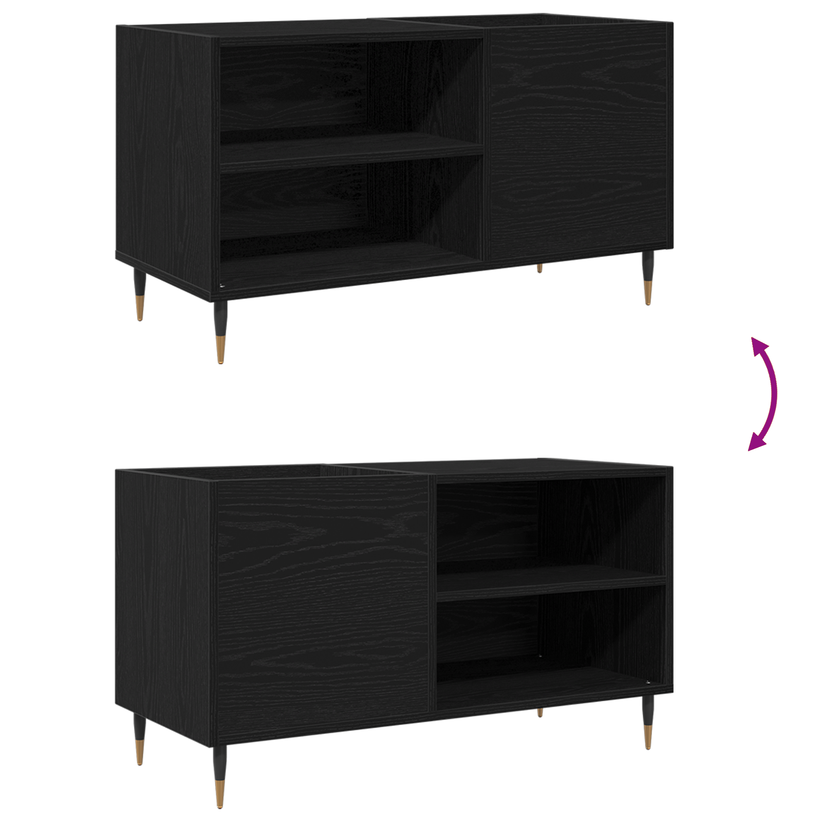 Record Cabinet Black Oak 84,5x38x48 cm Engineered Wood - Image 9