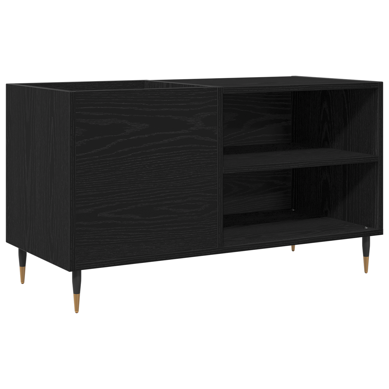Record Cabinet Black Oak 84,5x38x48 cm Engineered Wood - Image 2
