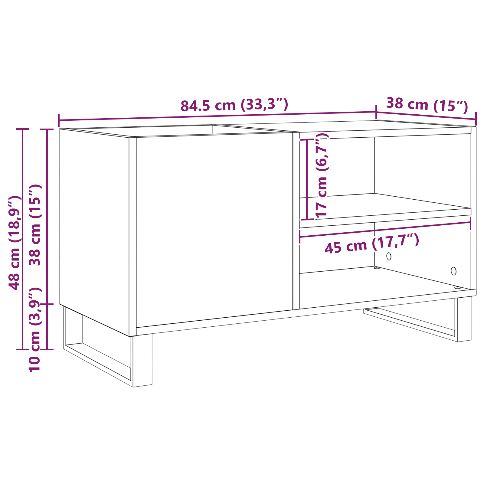 Record Cabinet Black Oak 84.5x38x48 cm Made from Engineered Wood - Image 9