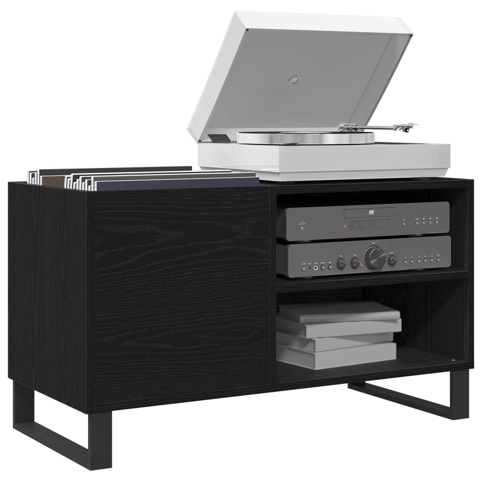 Record Cabinet Black Oak 84.5x38x48 cm Made from Engineered Wood - Image 3