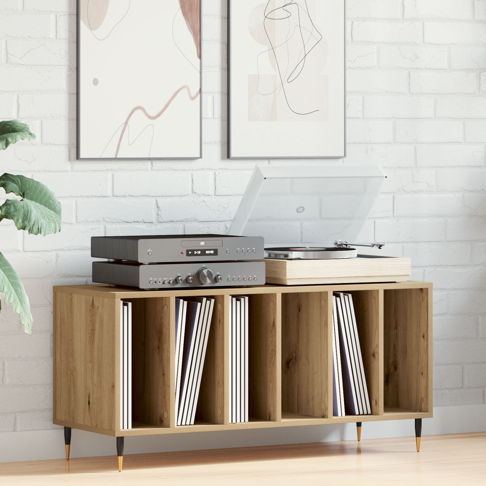 Record Cabinet Artisan Oak 100x38x48 cm Engineered Wood