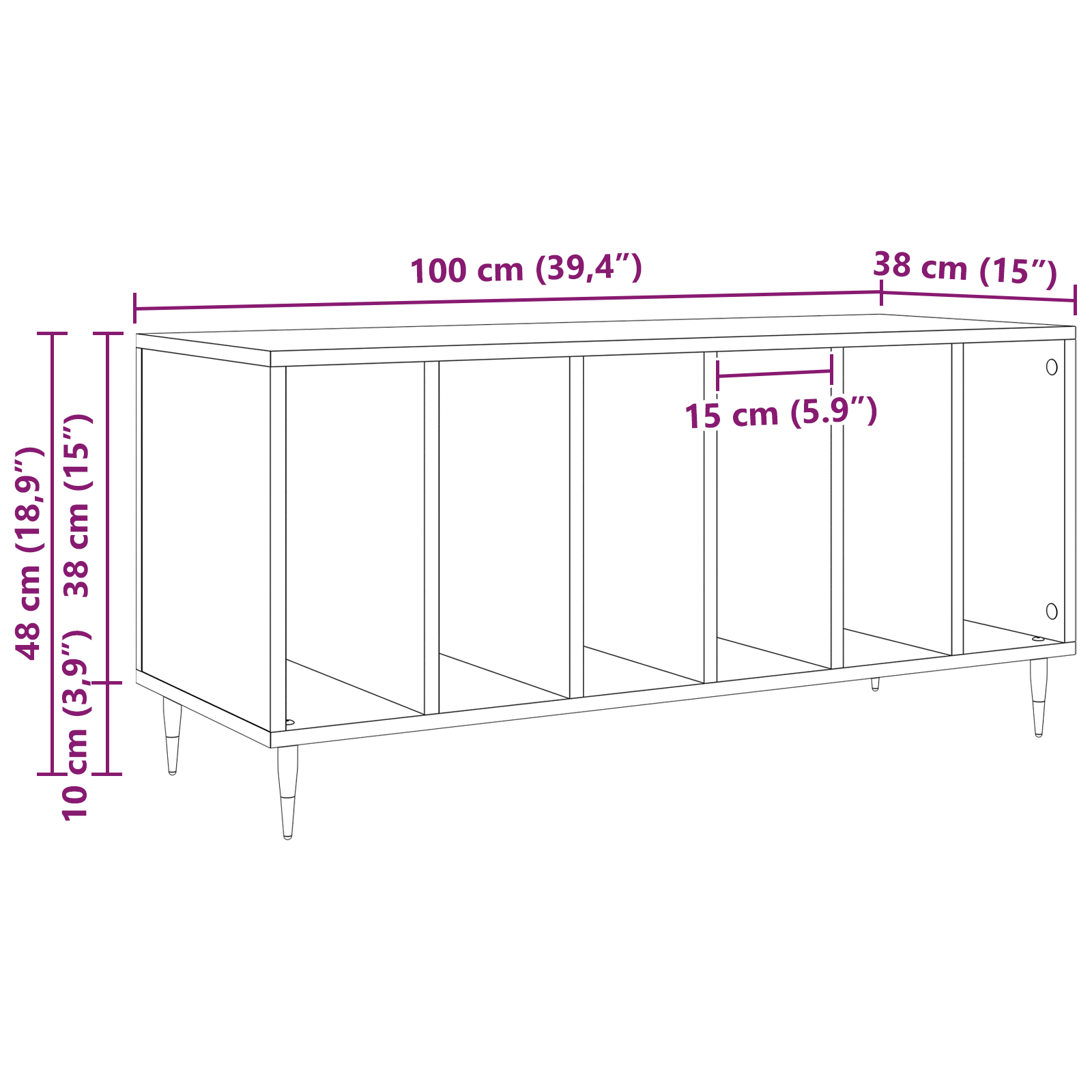 Record Cabinet Artisan Oak 100x38x48 cm Engineered Wood - Image 8