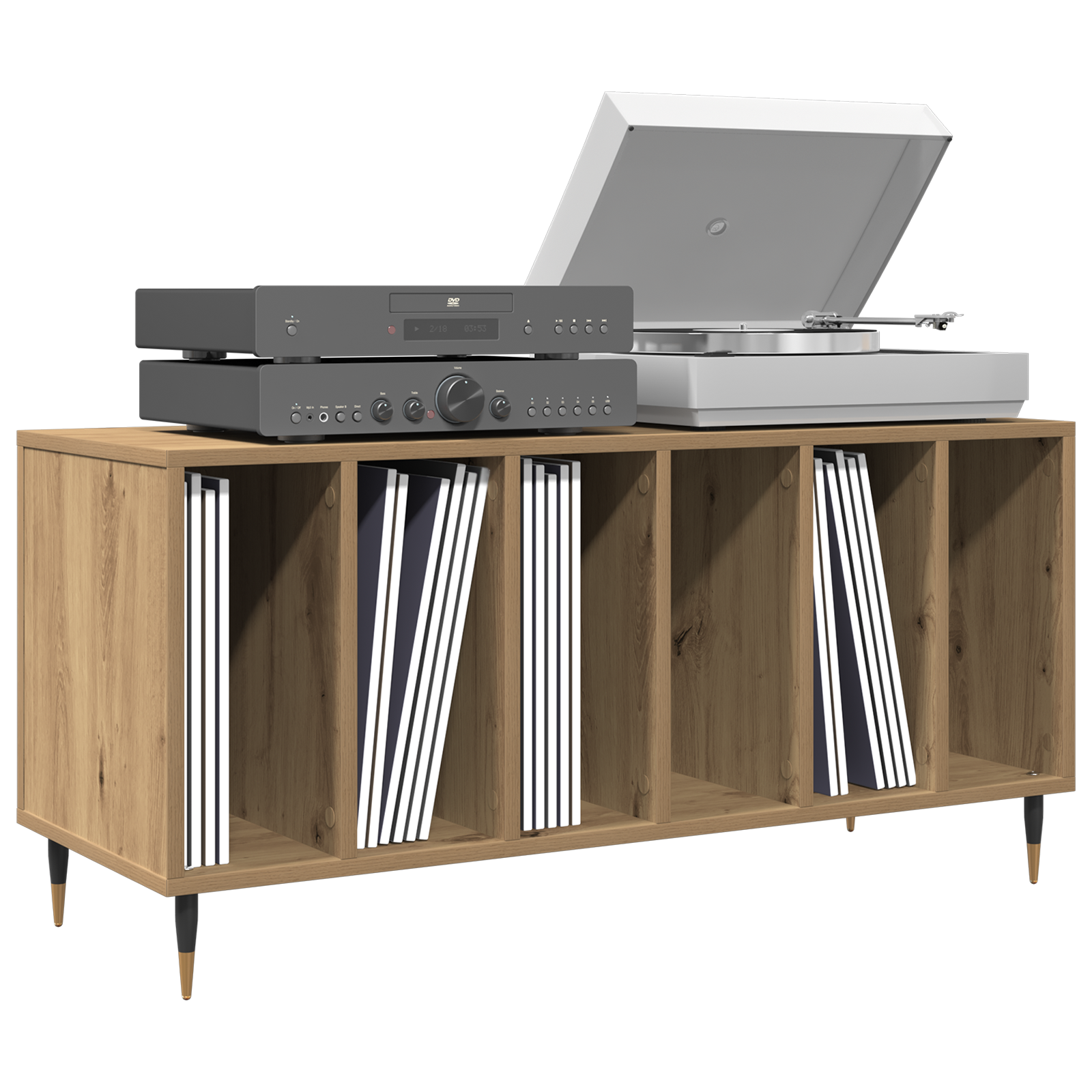 Record Cabinet Artisan Oak 100x38x48 cm Engineered Wood - Image 3